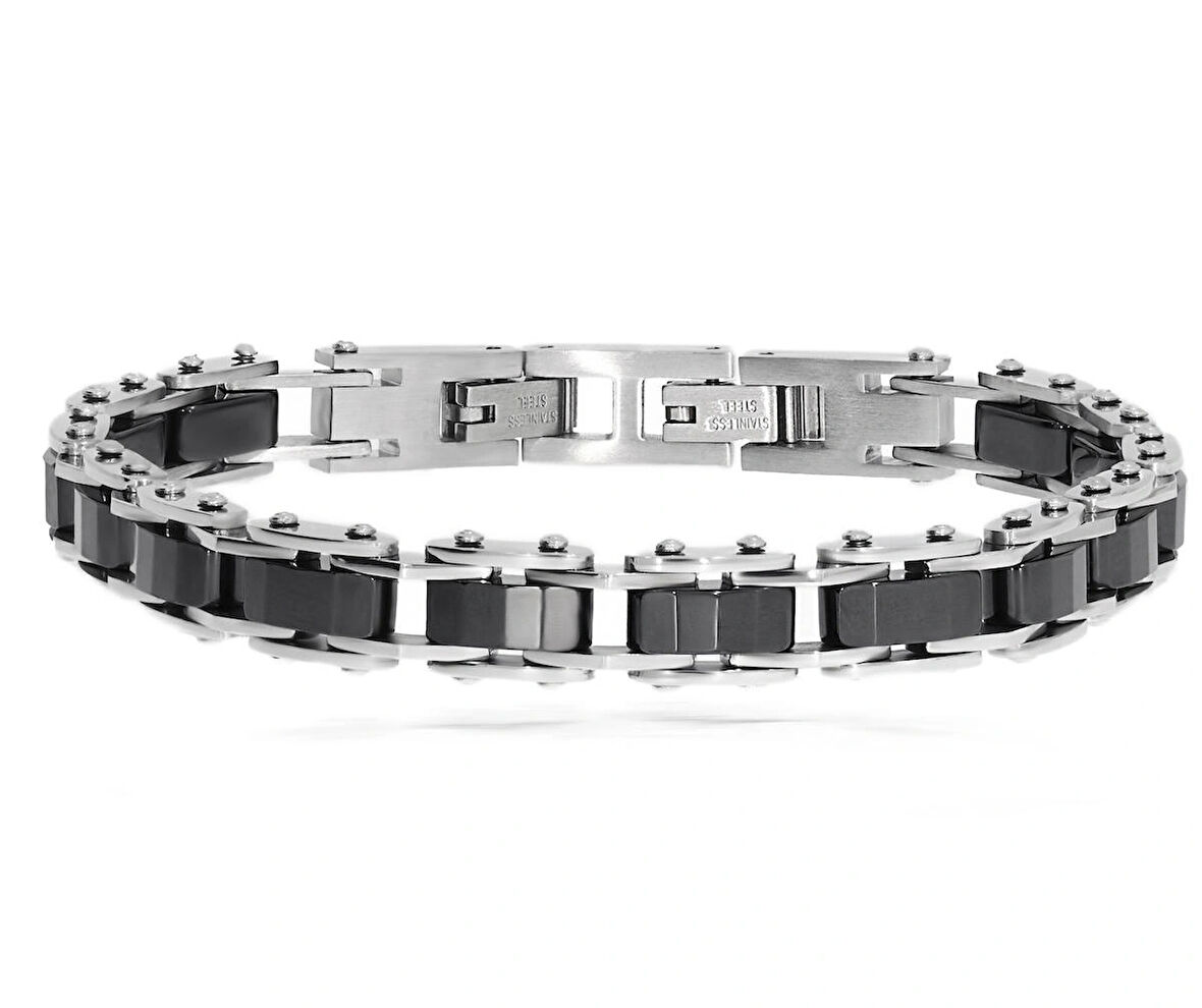 Erkek Siyah Seramik Model Çelik Bileklik