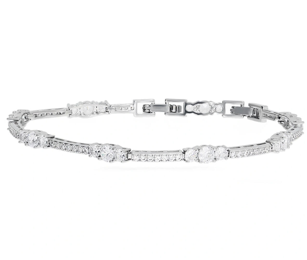 Kadın Sıralı Üç Taş Model Çelik Bileklik