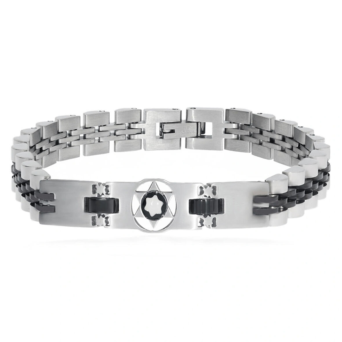 Erkek Yıldız Model Siyah Renk Detay Çelik Bileklik