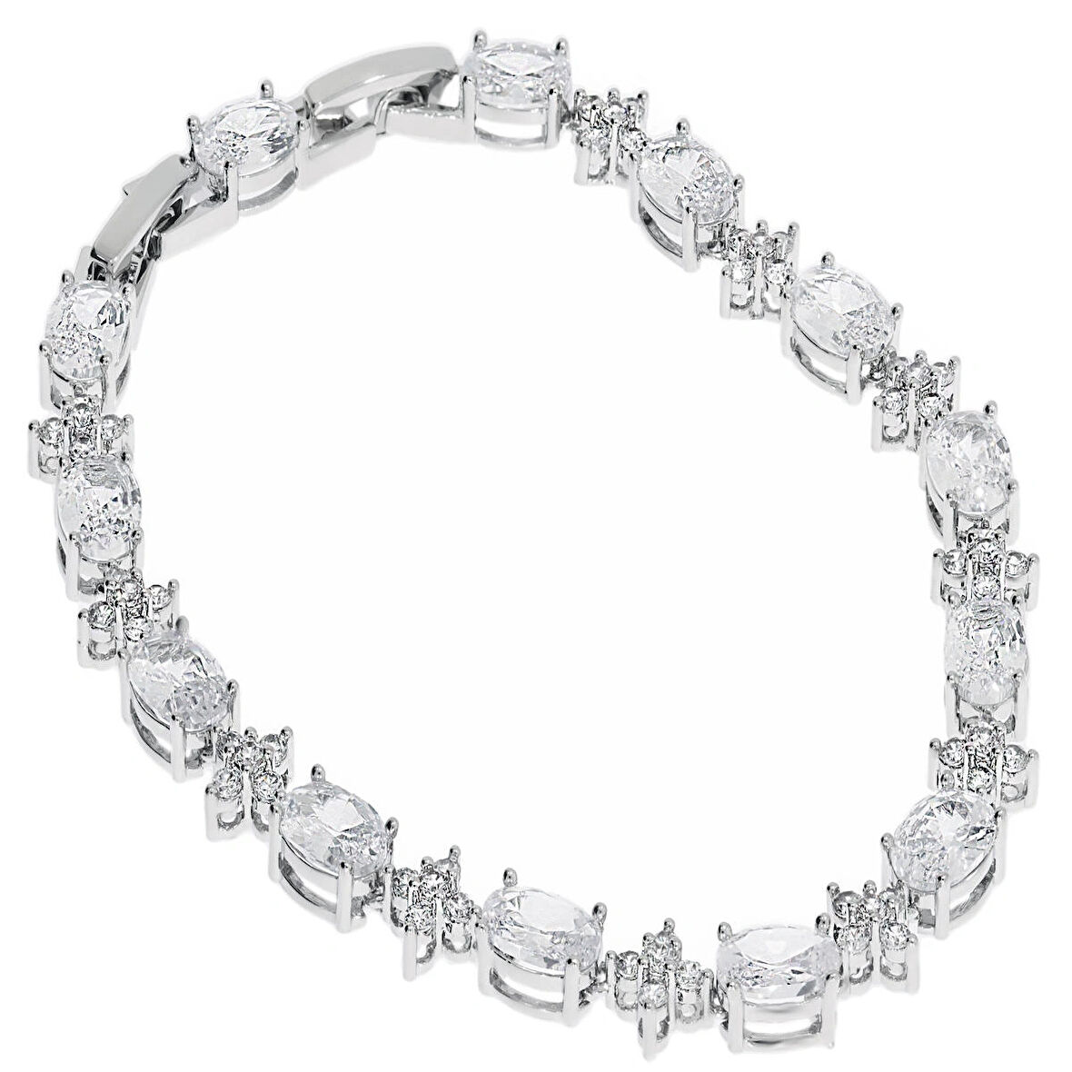 Kadın Çiçek Detay Oval Taş Çelik Bileklik