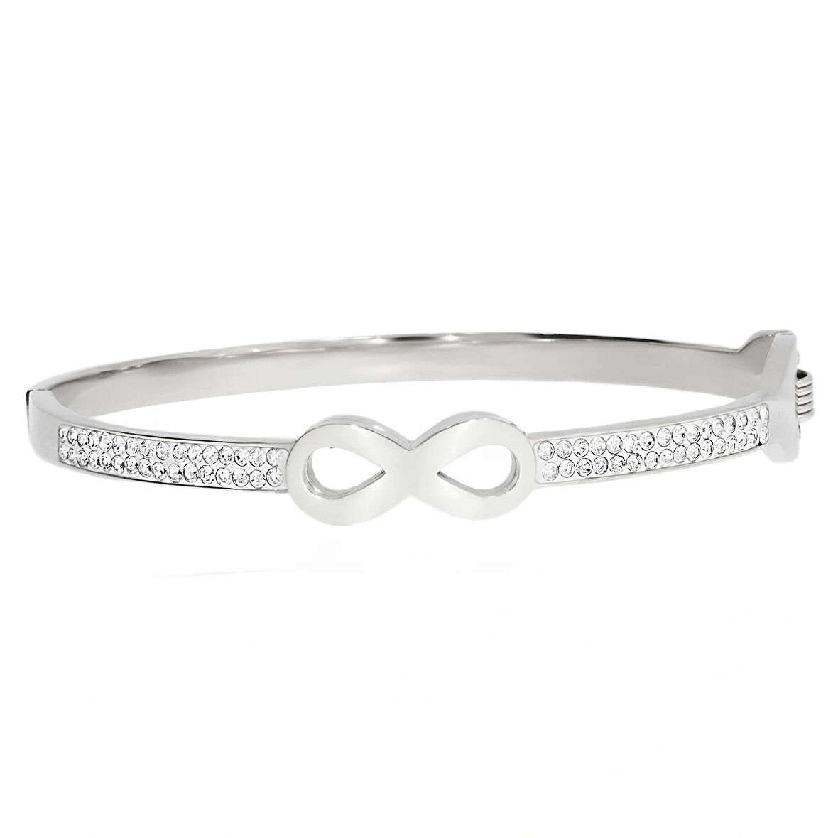 Kadın Sonsuzluk Sembolü Detay Taşlı Çelik Bilezik