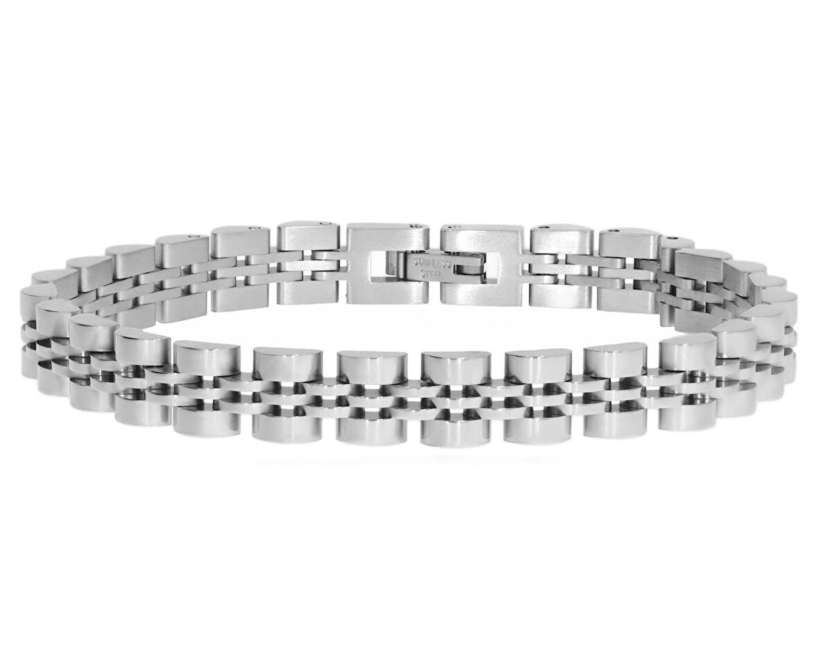 Erkek 8 mm Kalınlığında Hasır Model Çelik Bileklik