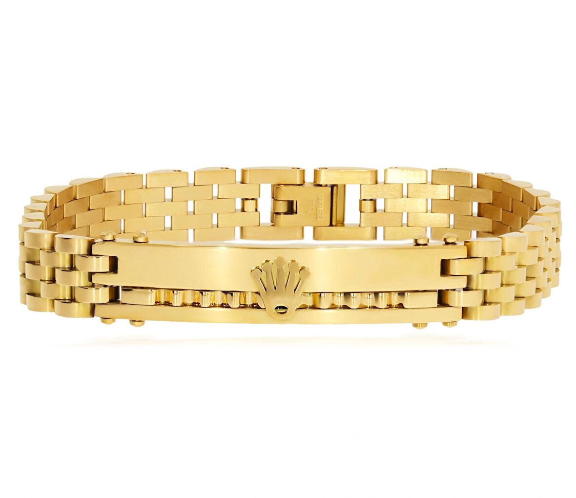 Erkek Sembol Taç Detay Çelik Bileklik