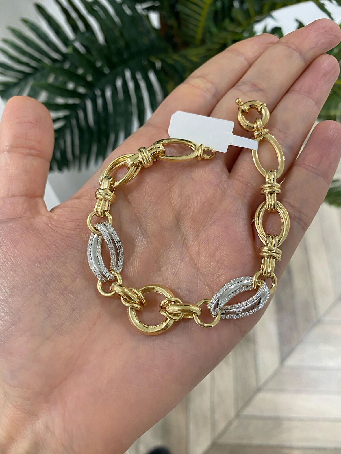 Kadın Gümüş Altın İşçiliği Bileklik