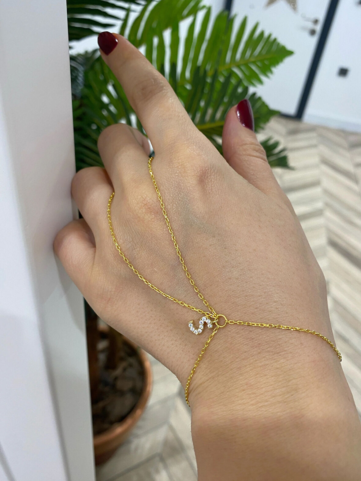 Kadın Gümüş Gold Taşlı Harf Şahmeran