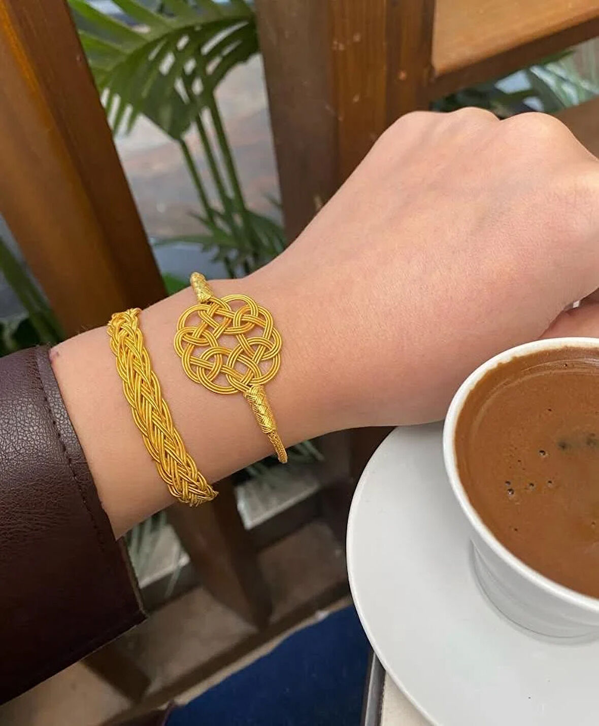 Kadın Gümüş Gold Aşk Düğümü Kazaziye Bileklik Kombini