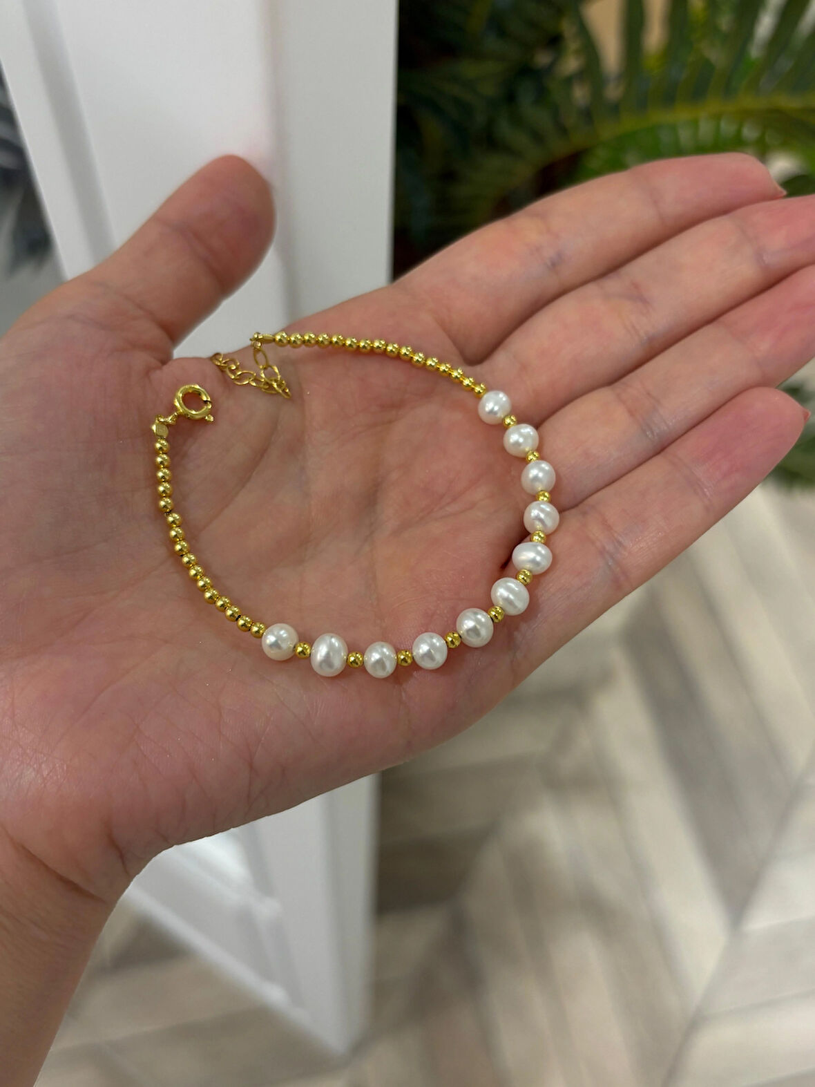 Kadın Gümüş İnci Bileklik