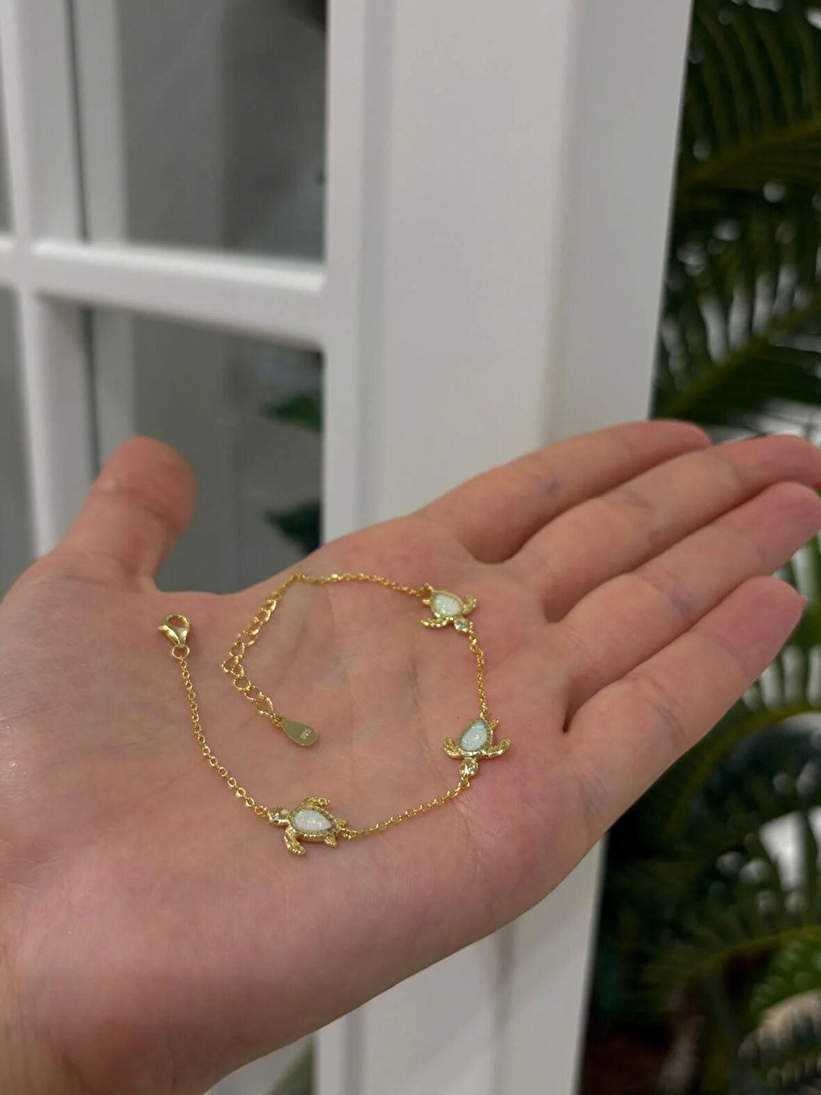 Kadın Gümüş Opal Taşlı Kamplumbağa Bileklik