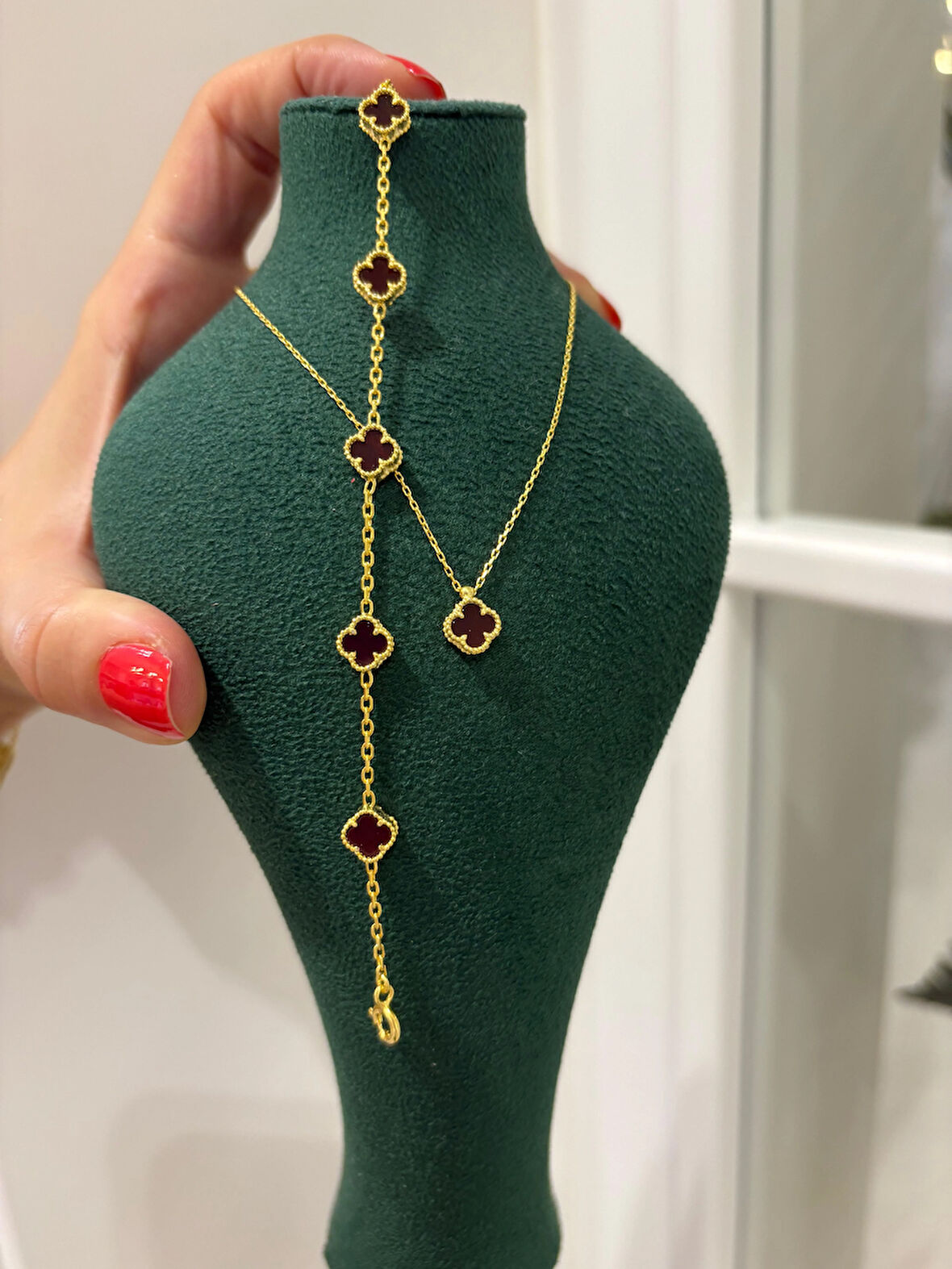 Kadın Gümüş Mini Yonca Kolye ve Bilekik