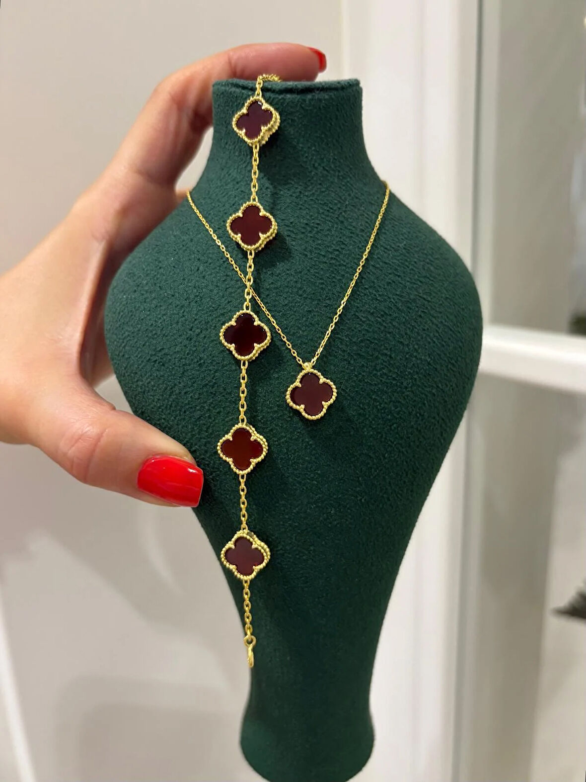 Kadın Gümüş Yonca Kolye ve Bileklik