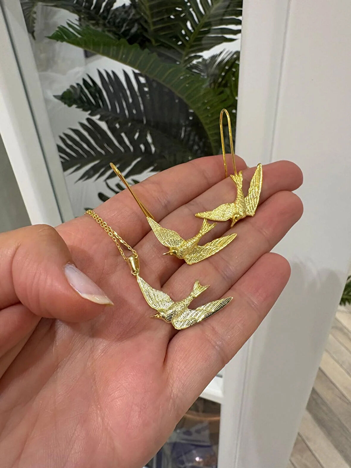 Kadın Gümüş Tasarım Kolye Ve Küpe Takımı