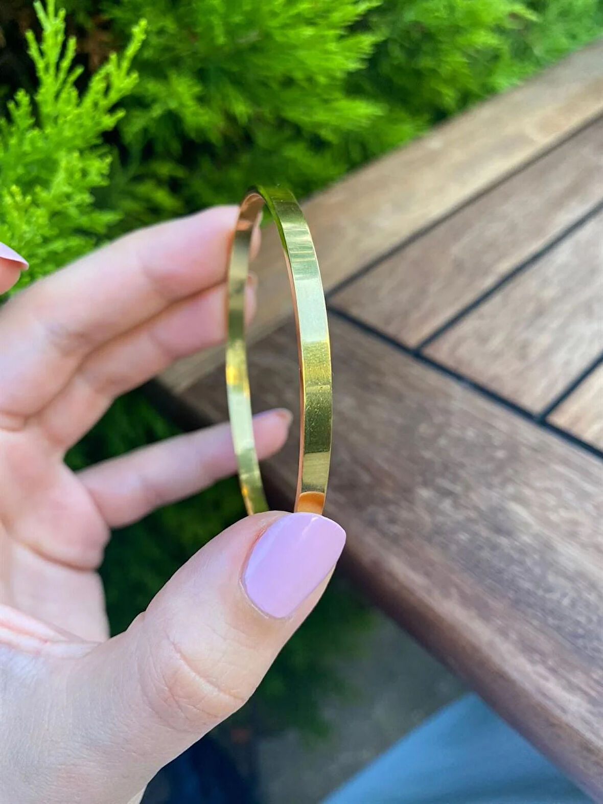 Kadın 925 Ayar Gümüş Gold Kibrit Çöpü Bilezik