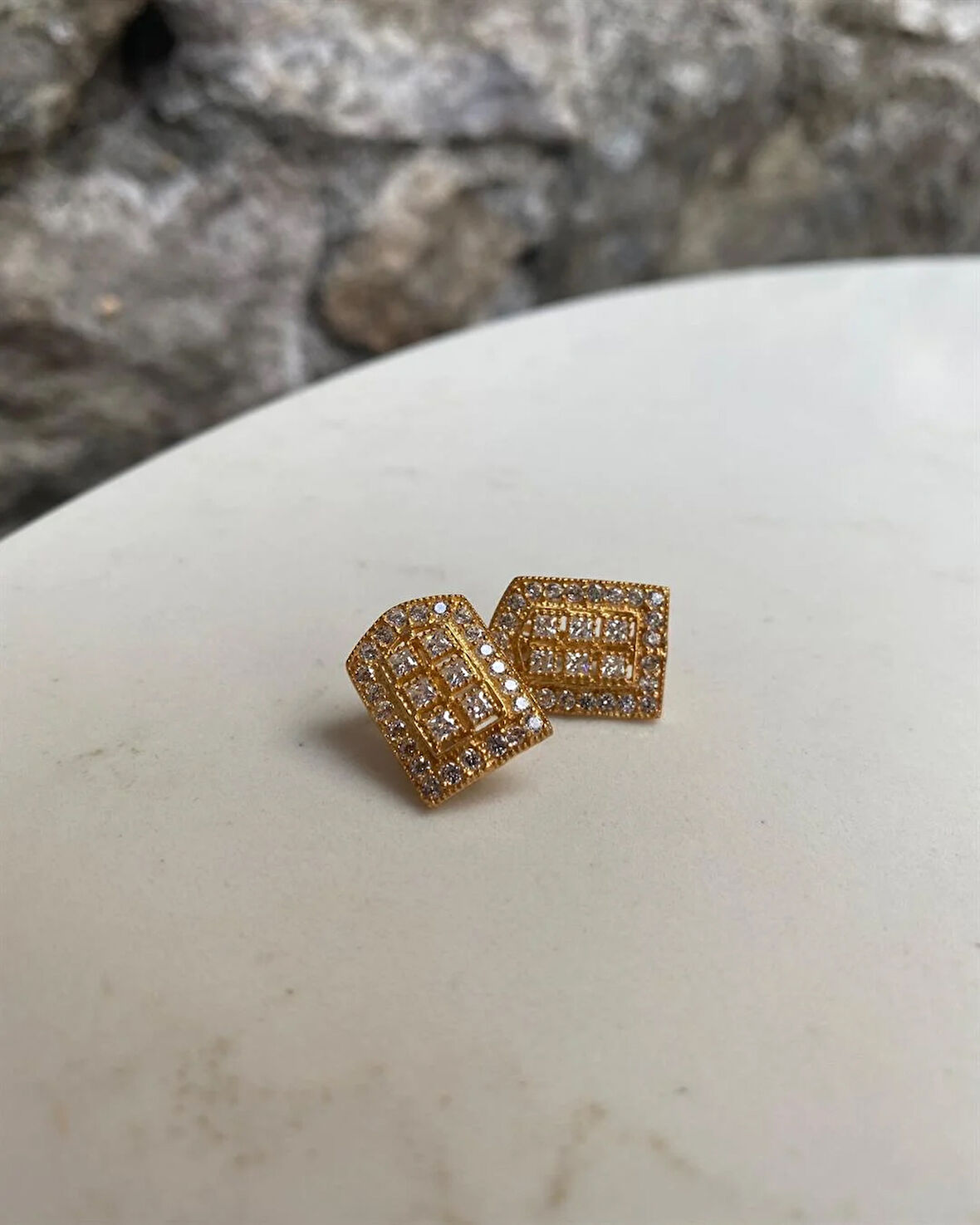 Kadın Trabzon Hasır Gümüş Prenses Toka Küpe 0329