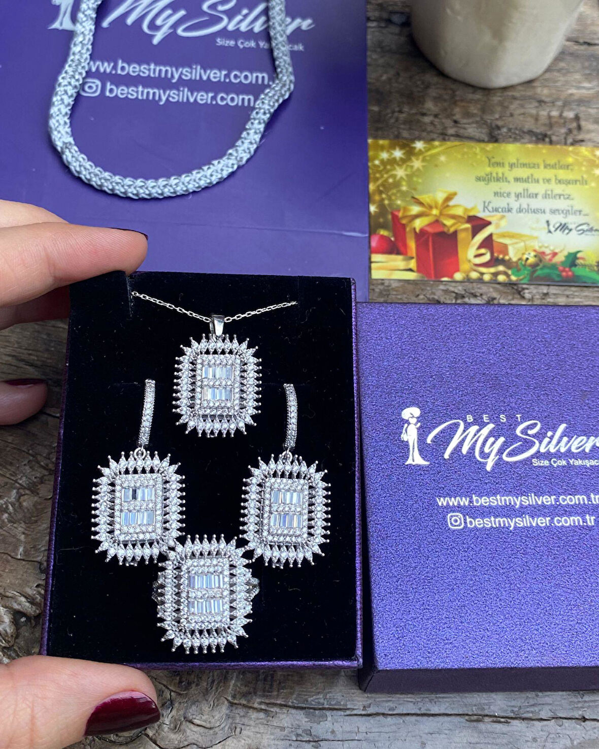 Kadın Gümüş Zirkon Taşlı Set Takımı 5443