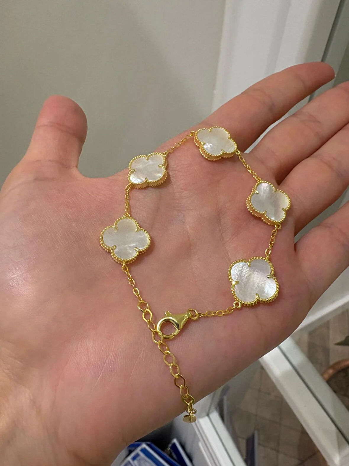 Kadın Gümüş 5 Yoncalı Sedefli Bileklik 2611