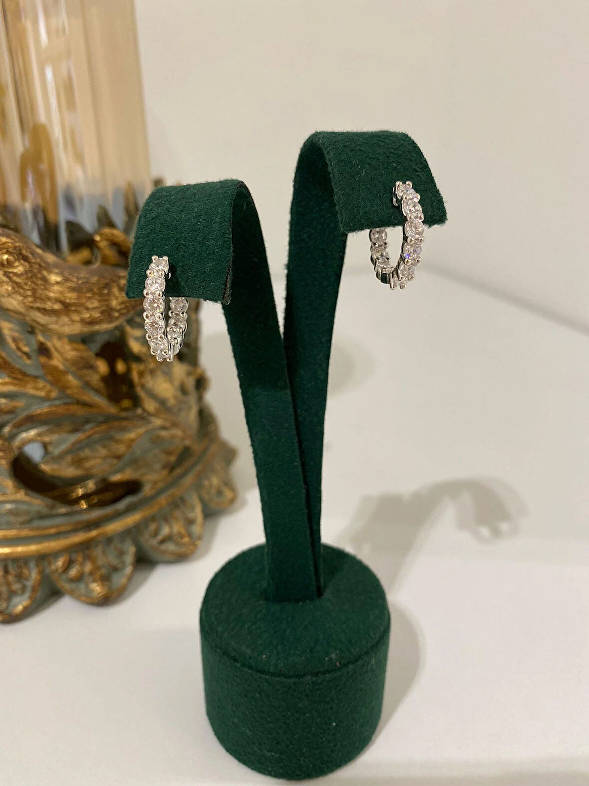 Kadın Gümüş Zirkon Taşlı Halka Küpe