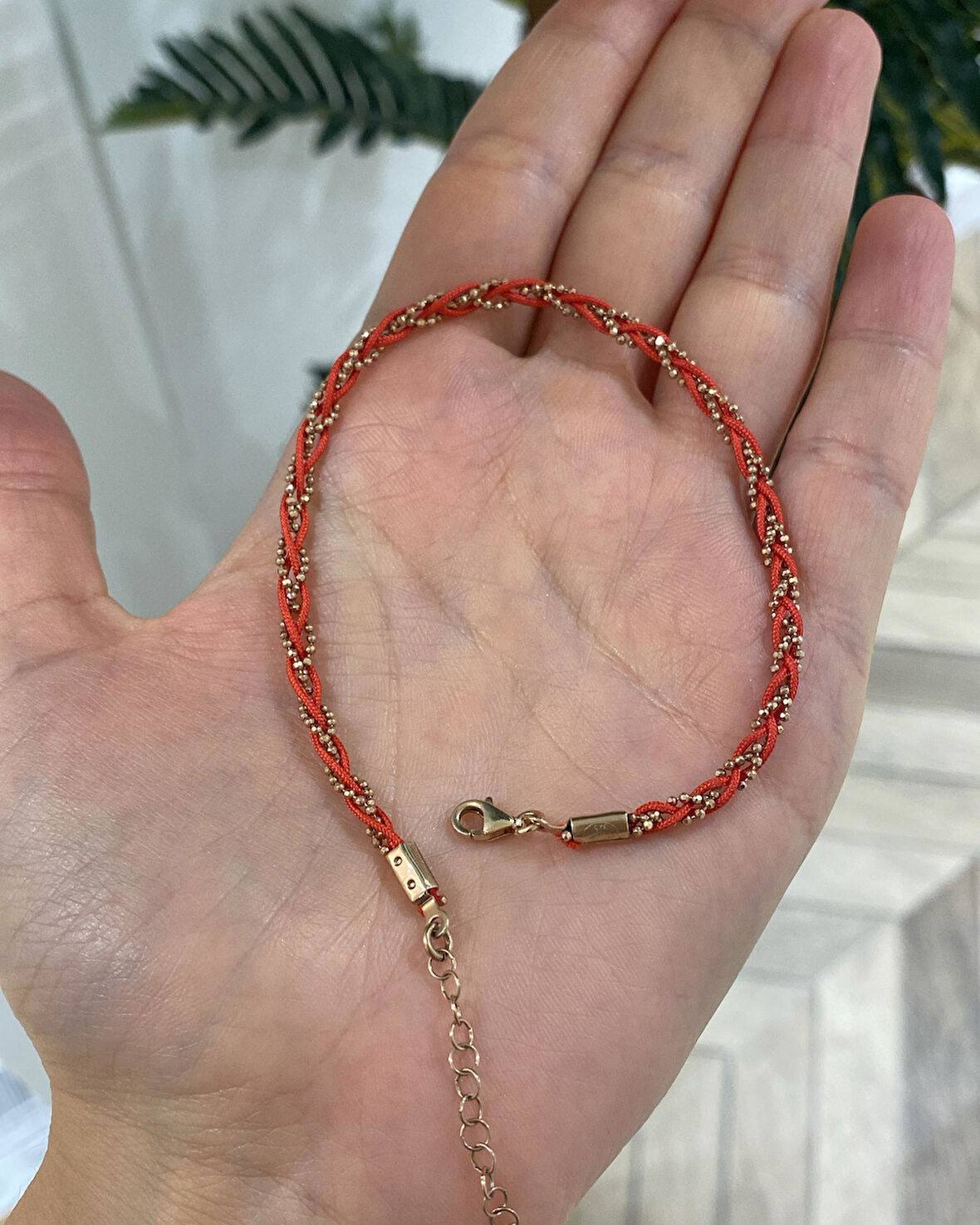 Kadın Kırmızı İpek İp Gümüş Hal Hal