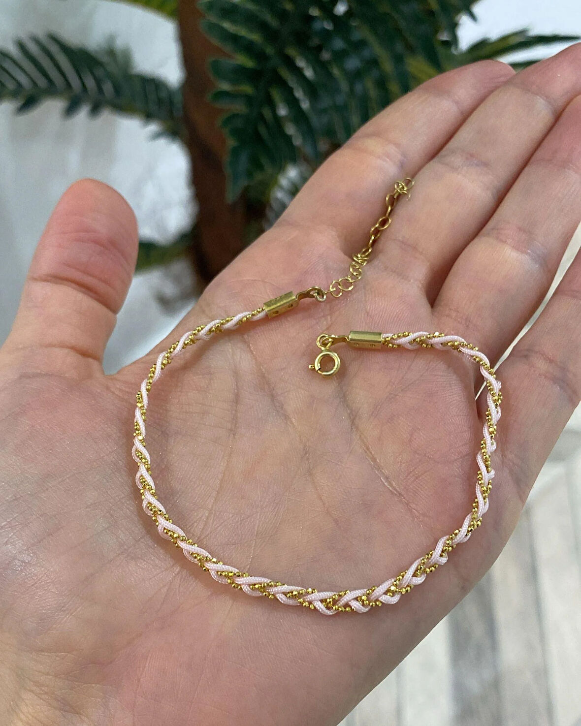 Kadın Pudra Pembesi İpek İp Gümüş Hal Hal