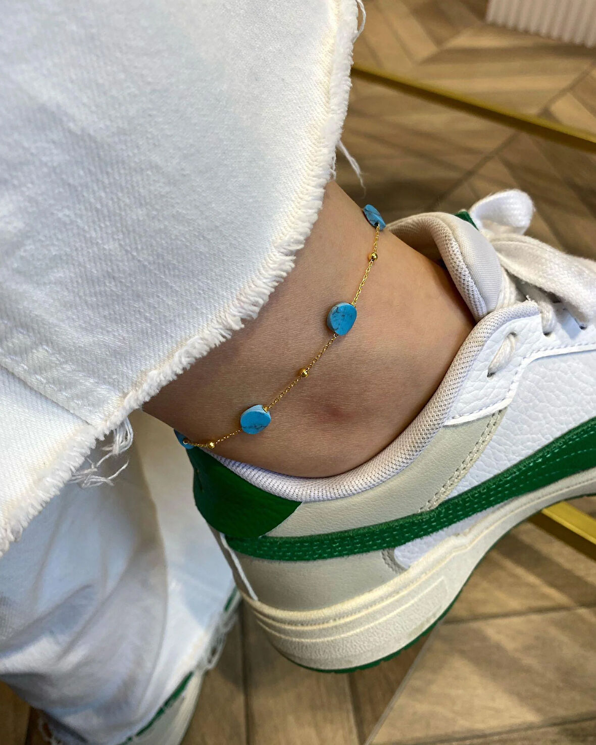 Kadın Gümüş Turkuaz Taşlı Hal Hal