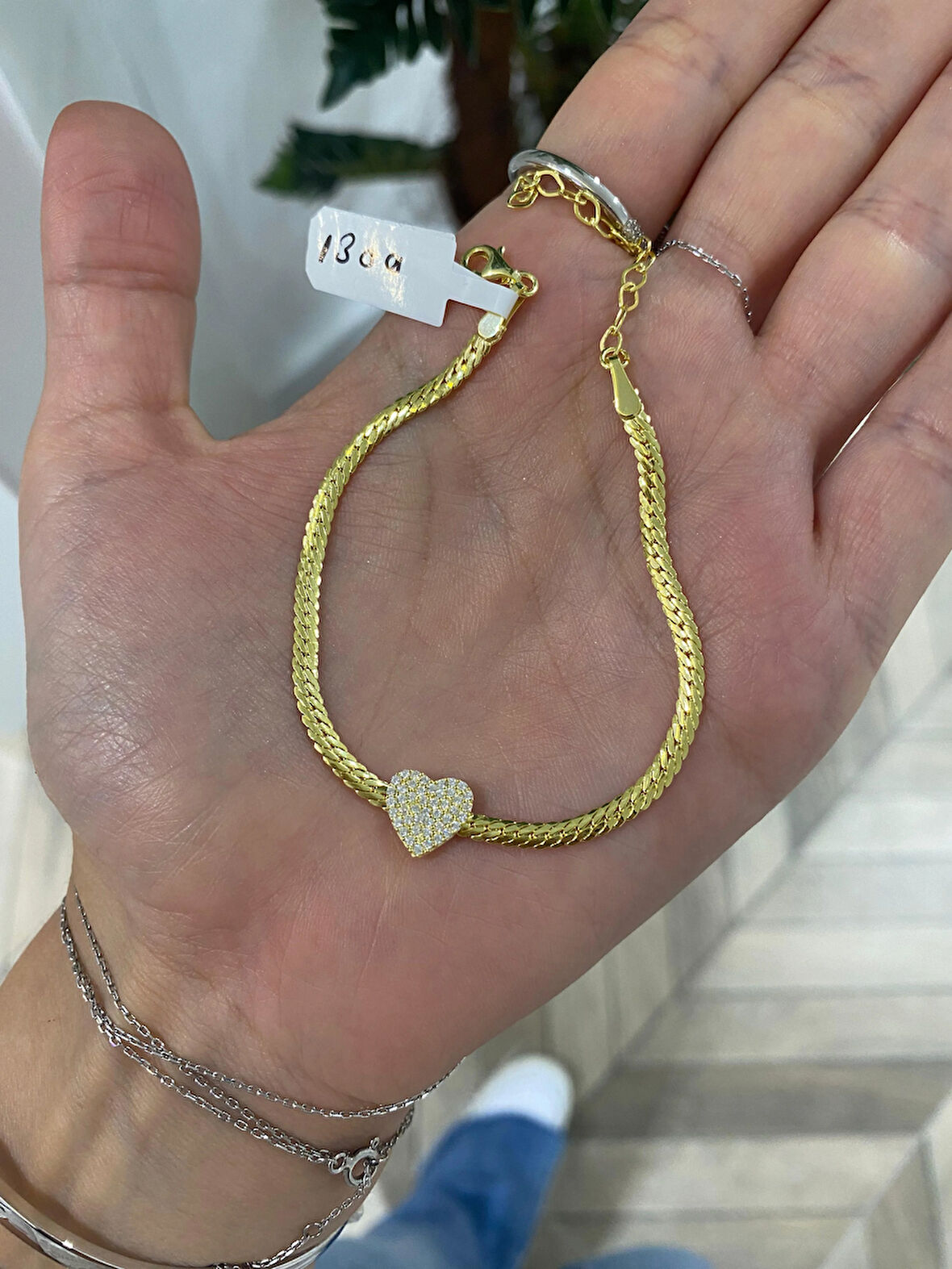 Kadın Gümüş Zirkon Taşlı Kalp Bileklik