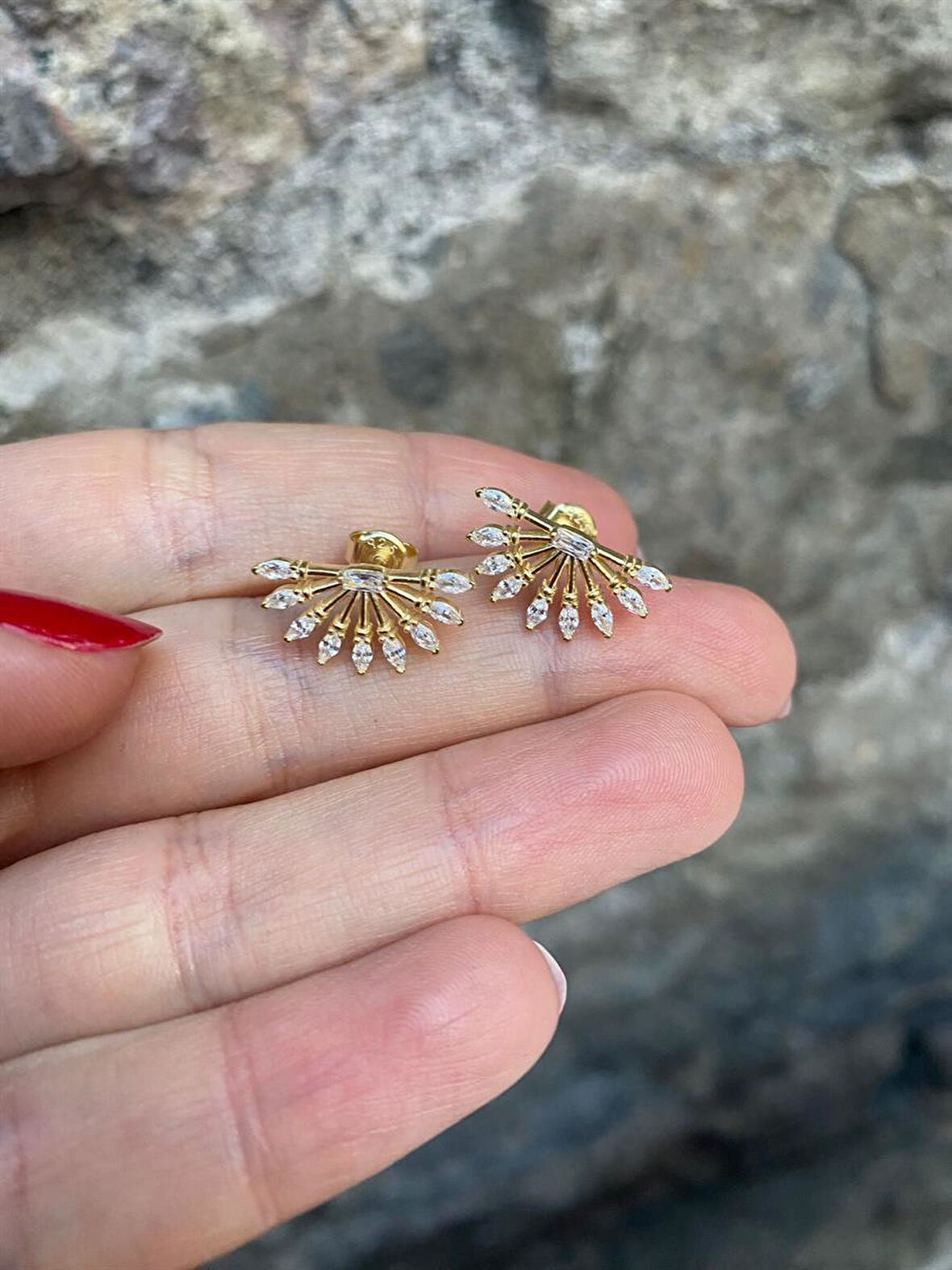 Kadın Gümüş İncili Yıldız Küpe