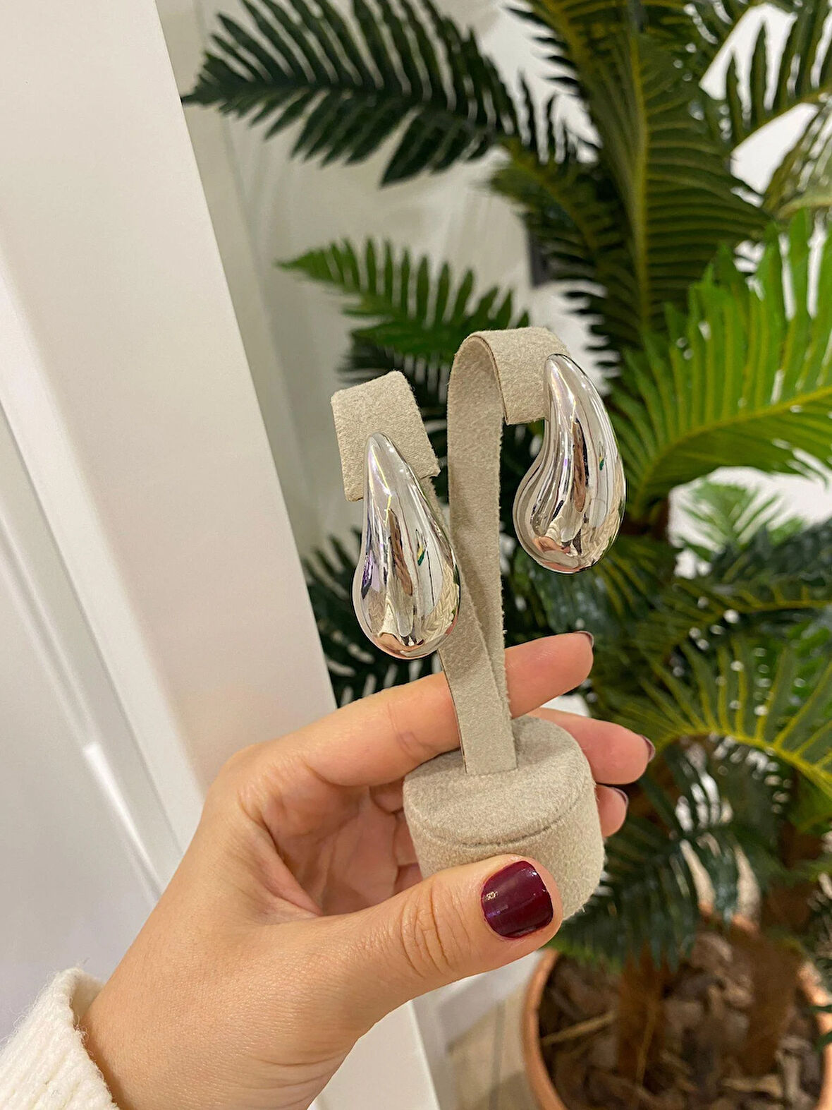 Kadın Gümüş Gold Gözyaşı Küpe