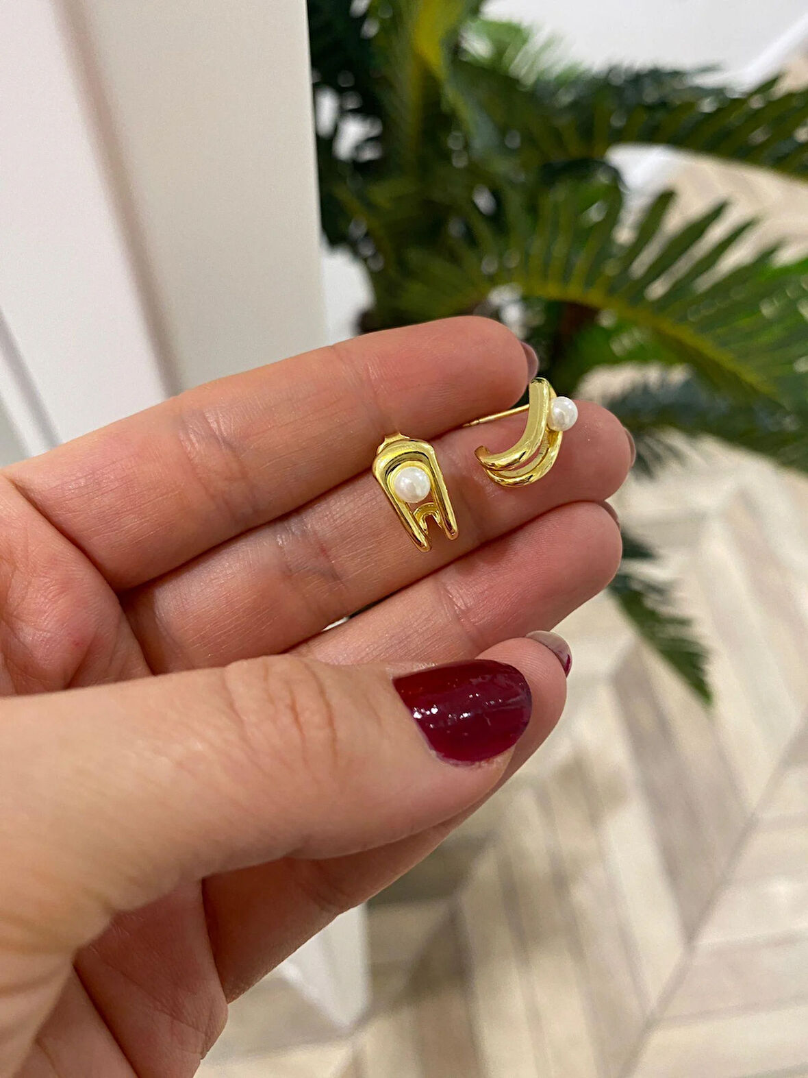 Kadın Gümüş İncili Küpe