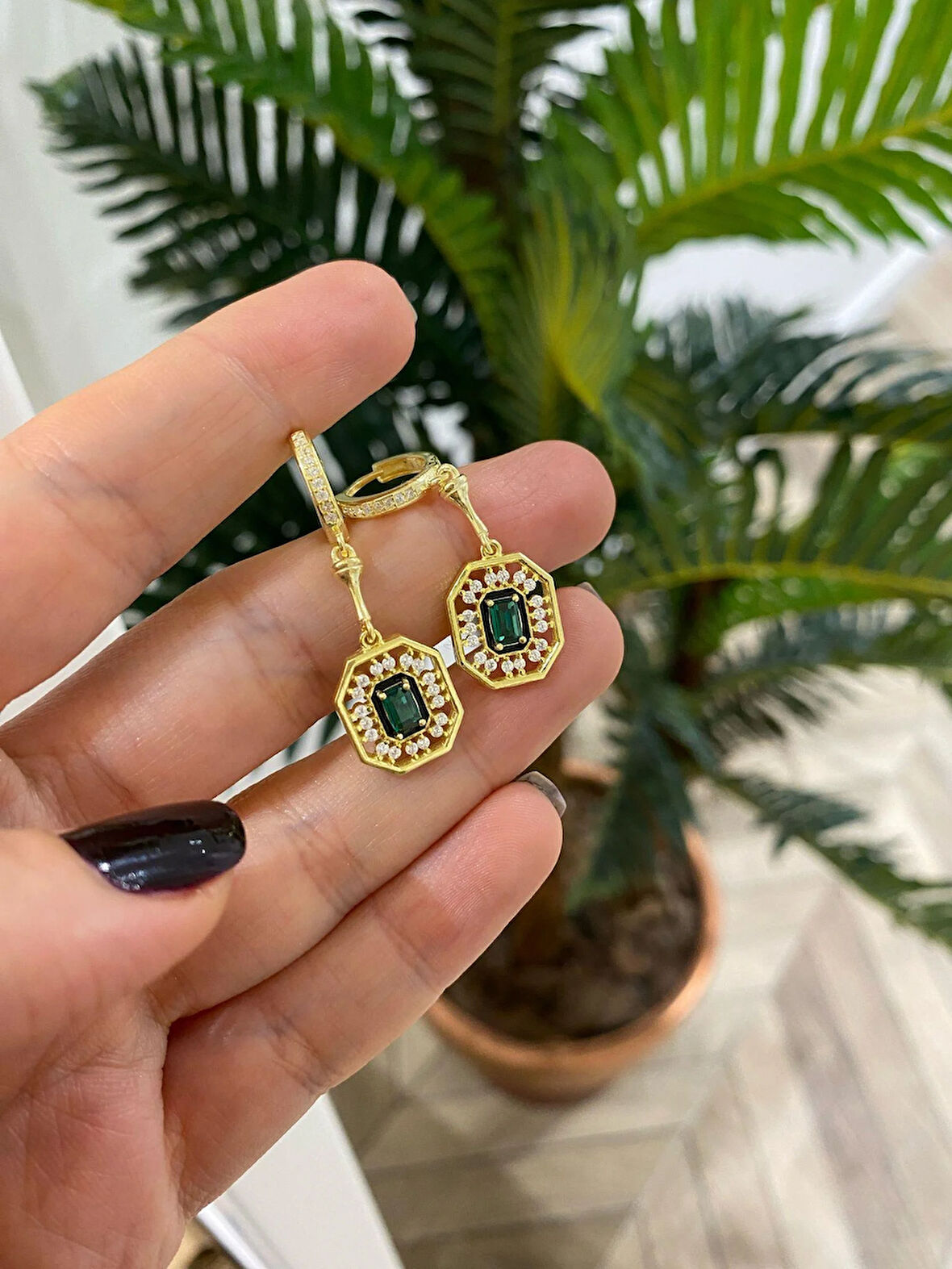 Kadın Gümüş Gold Serenay Küpe