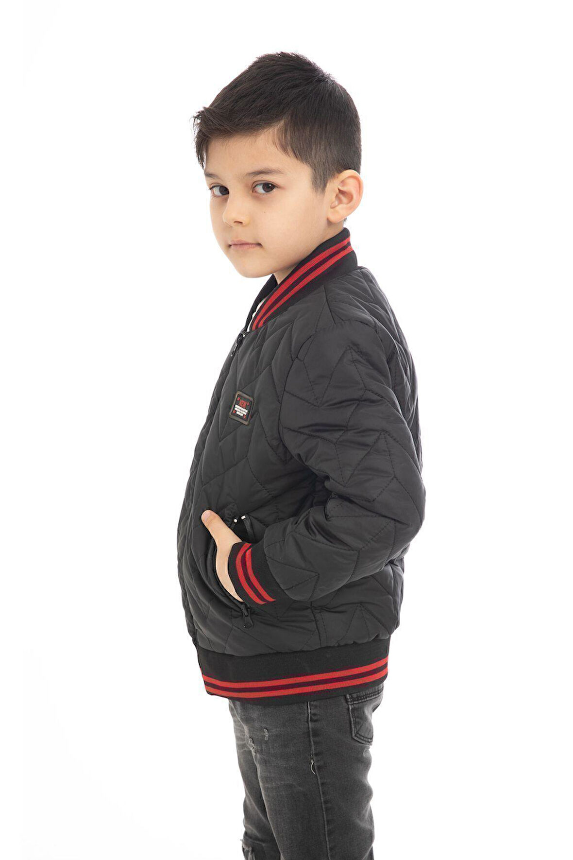 Spor Erkek Çocuk Kolej Yaka Astarlı Su ve Rüzgar Geçirmez Fermuarlı Cep Mont Ceket