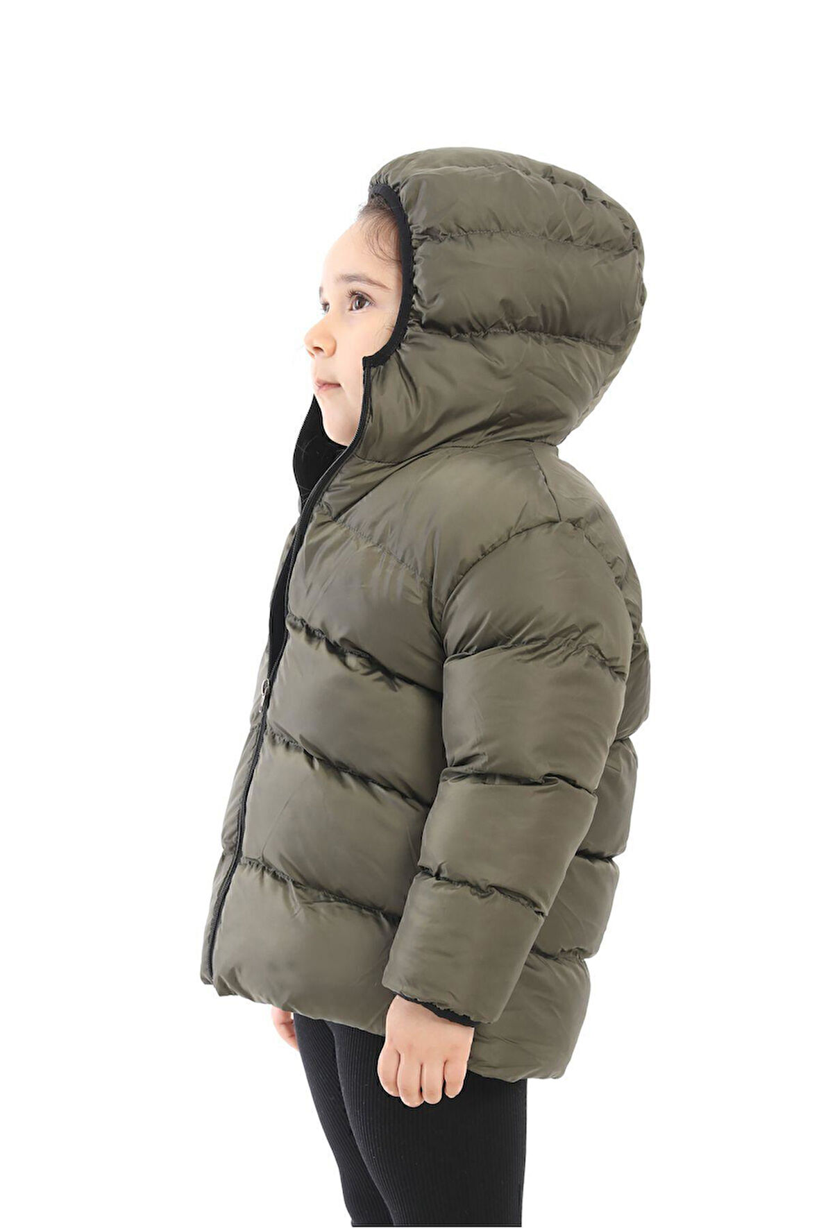 Spor Kız Çocuk Polarlı Kapüşonlu Su Geçirmez Rüzgara Dayanıklı Şişme Kışlık Mont & Kaban