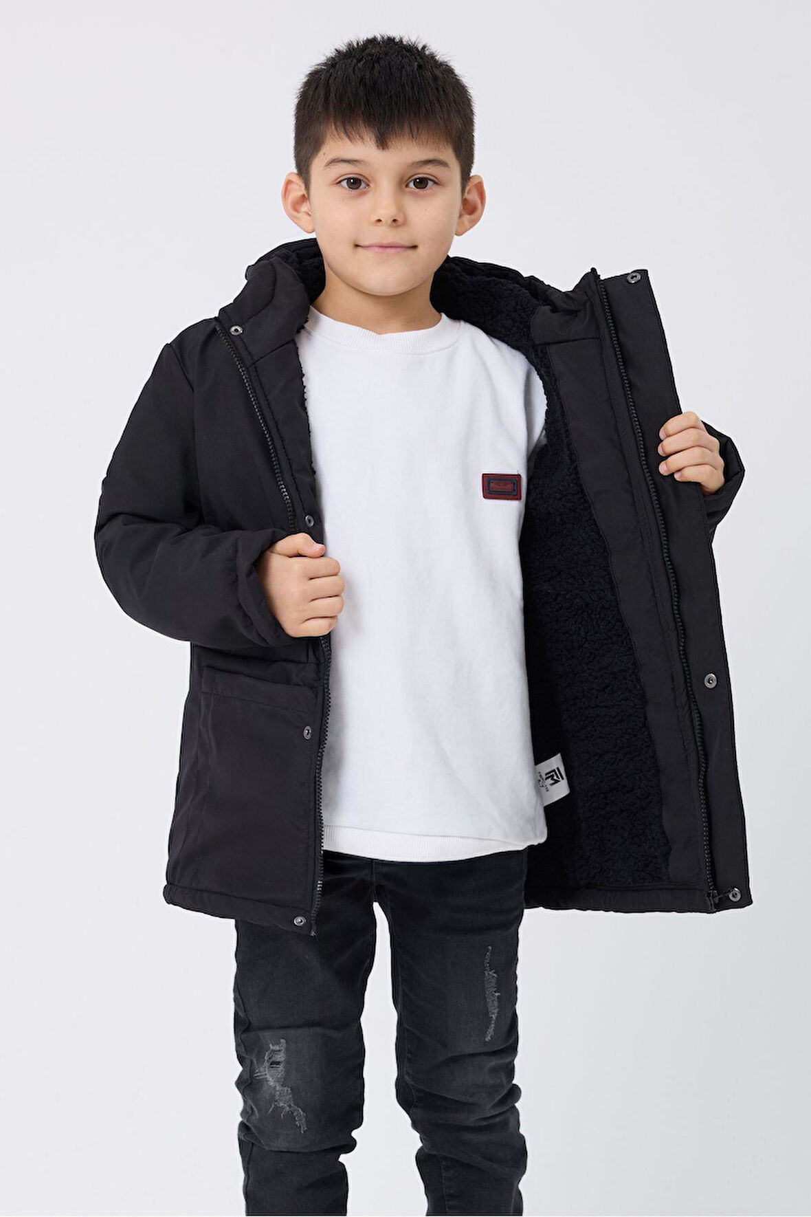 Spor Erkek Çocuk Kürklü Su Ve Rüzgar Geçirmez Kapüşonlu 3 Cep Kışlık Mont & Kaban & Parka