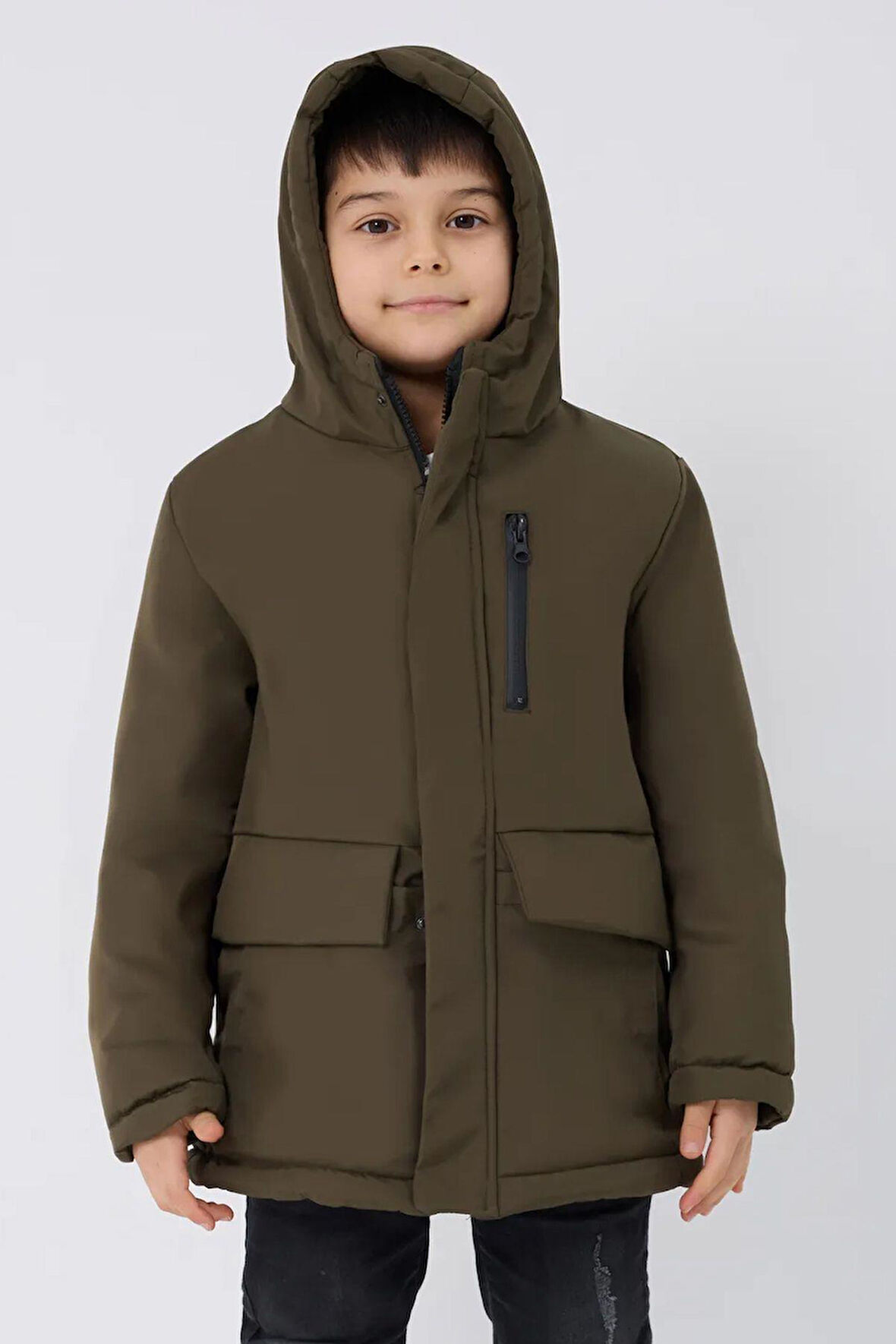 Spor Erkek Çocuk Kürklü Su Ve Rüzgar Geçirmez Kapüşonlu 3 Cep Kışlık Mont & Kaban & Parka