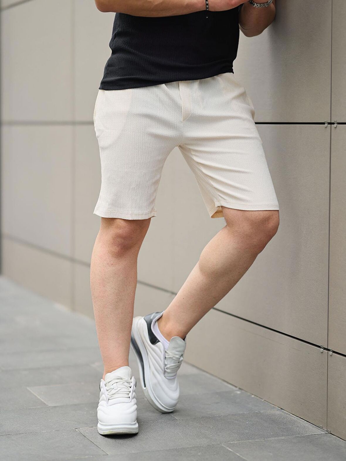 Fitilli Basic Şort - Ekru