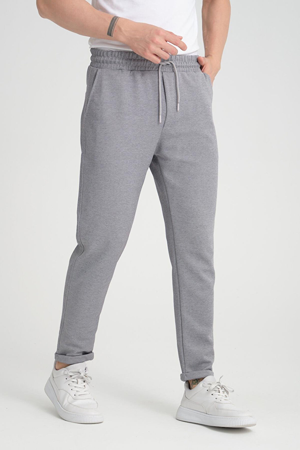 Premium Oxford Örme Duble Paça Erkek Pantolon- Gri