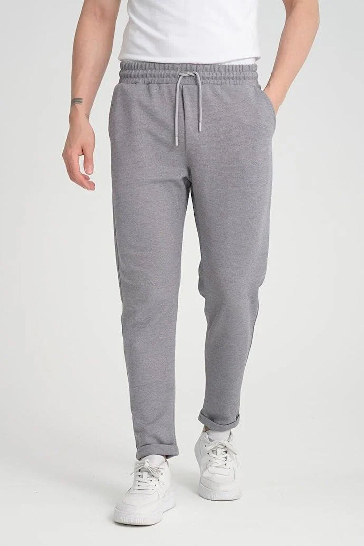 Premium Oxford Örme Regular Fit  Duble Paça Erkek Pantolon- Gri