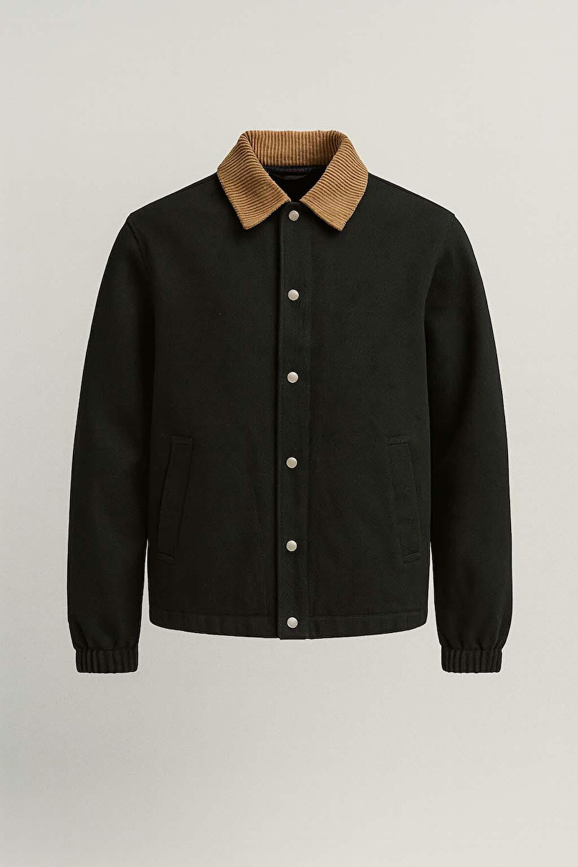Lauri Workwear Tarzı Tok Kumaş Kadife Yakalı Rahat Kalıp Erkek Ceket - Siyah