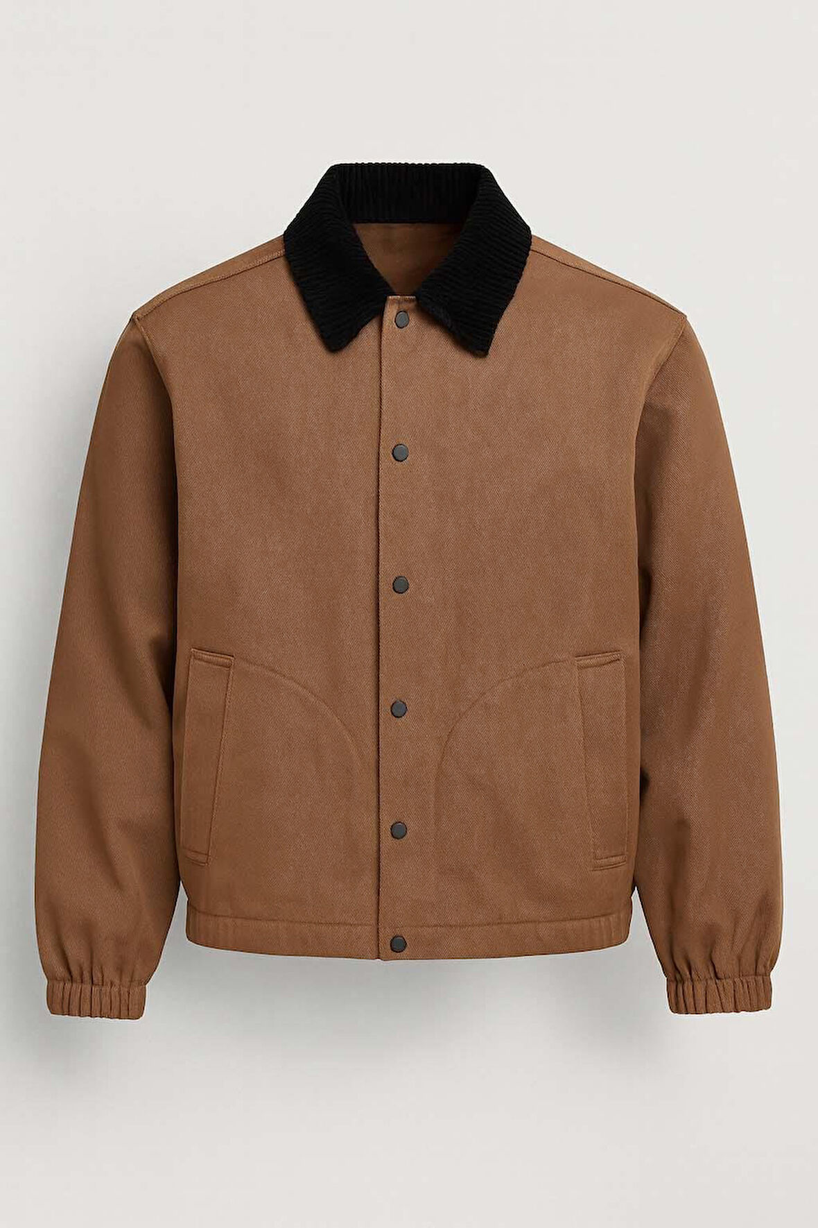 Lauri Workwear Tarzı Tok Kumaş Kadife Yakalı Rahat Kalıp Erkek Ceket - Kahve