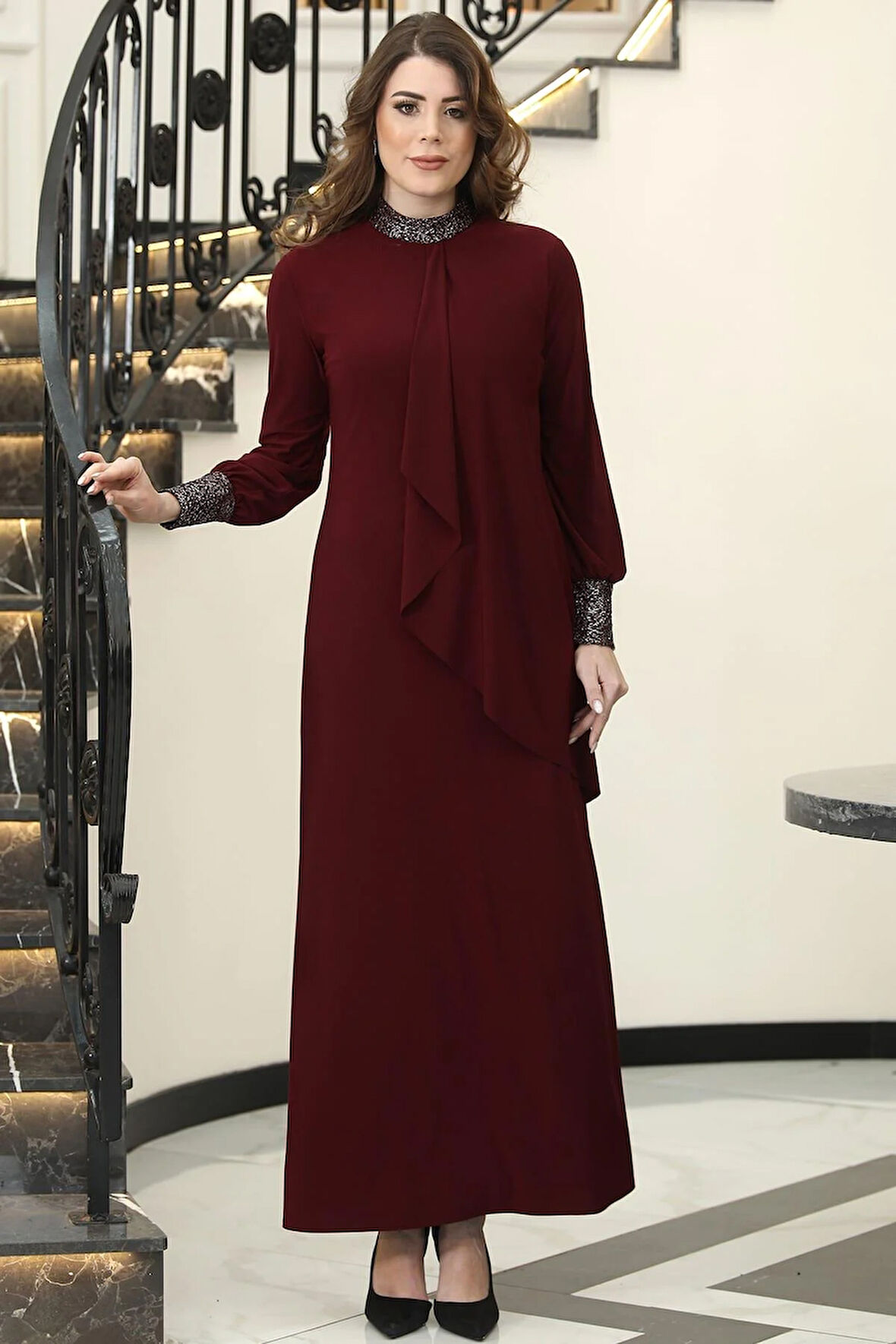 Efsane Candy Tesettür Elbise Bordo