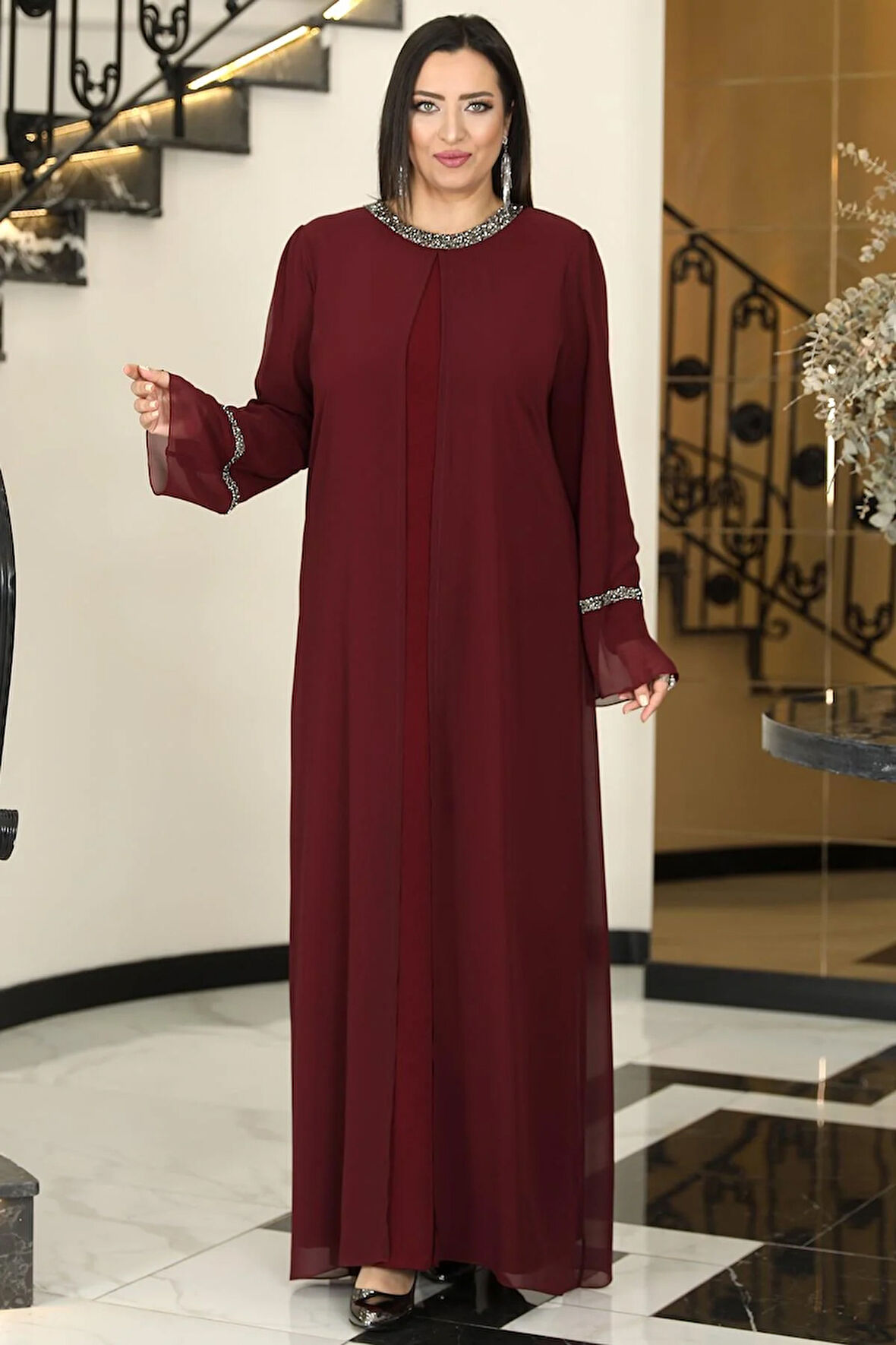 Sultan Tesettür Abiye Bordo