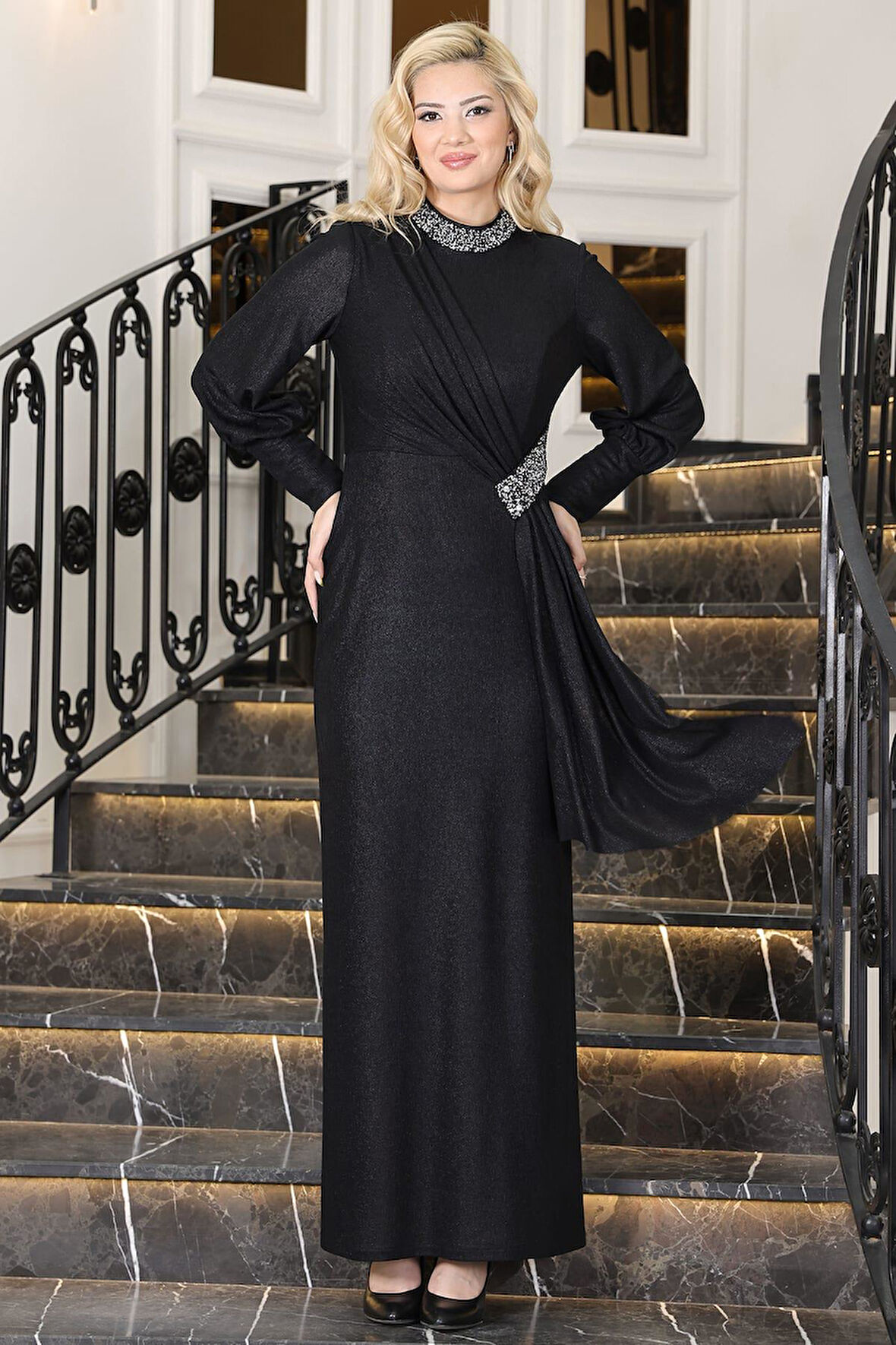 Açelya Tesettür Abiye Siyah