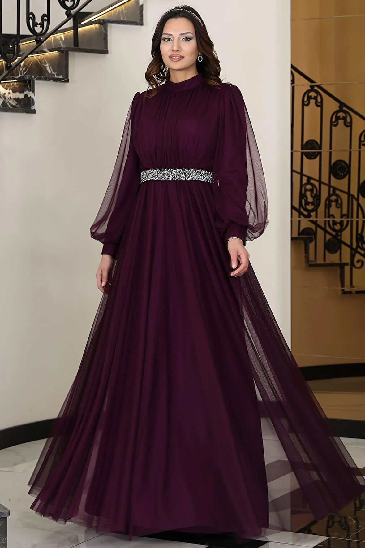 Alya Tesettür Abiye Mürdüm