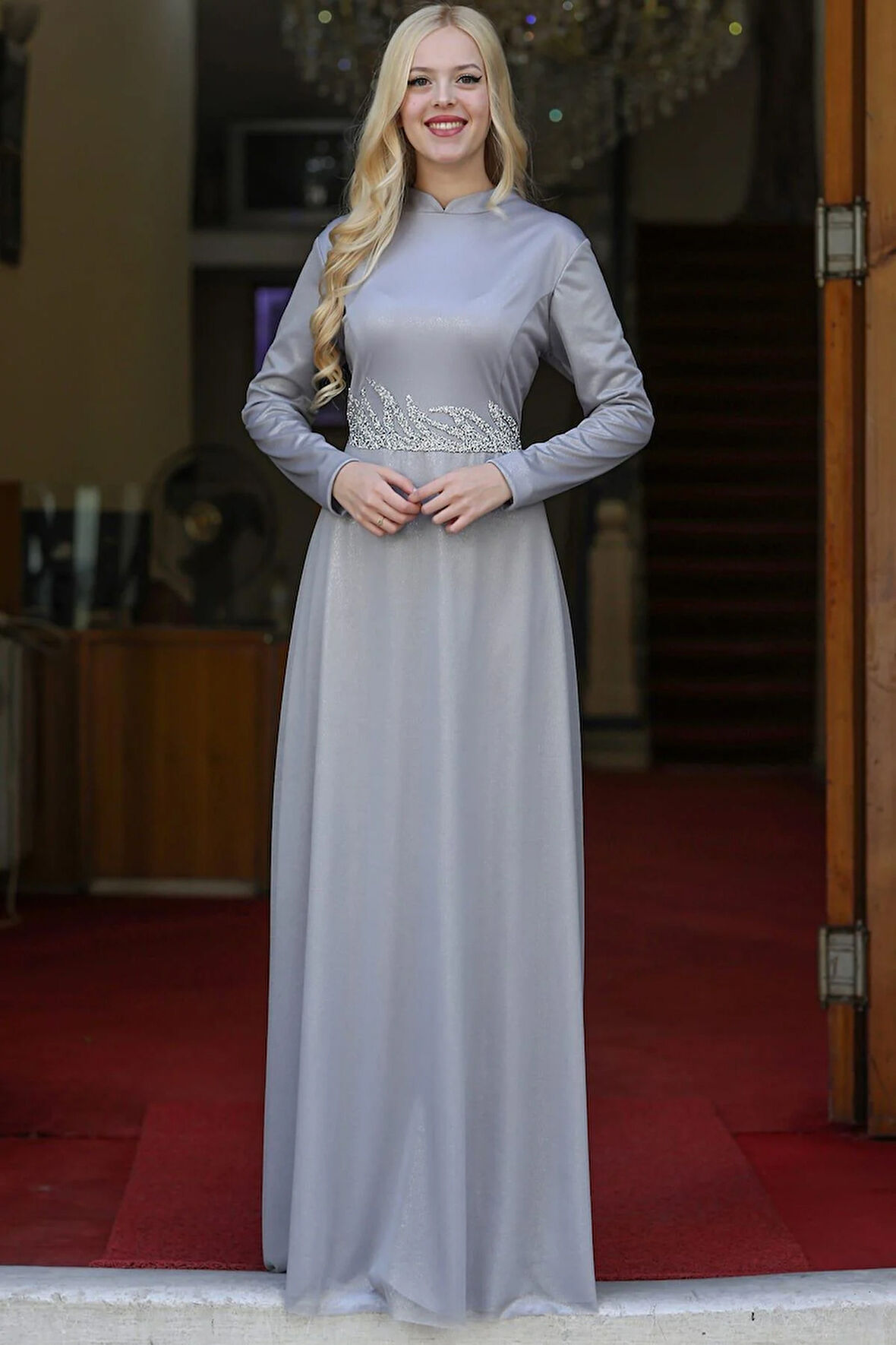 Berfin Tesettür Abiye Gümüş