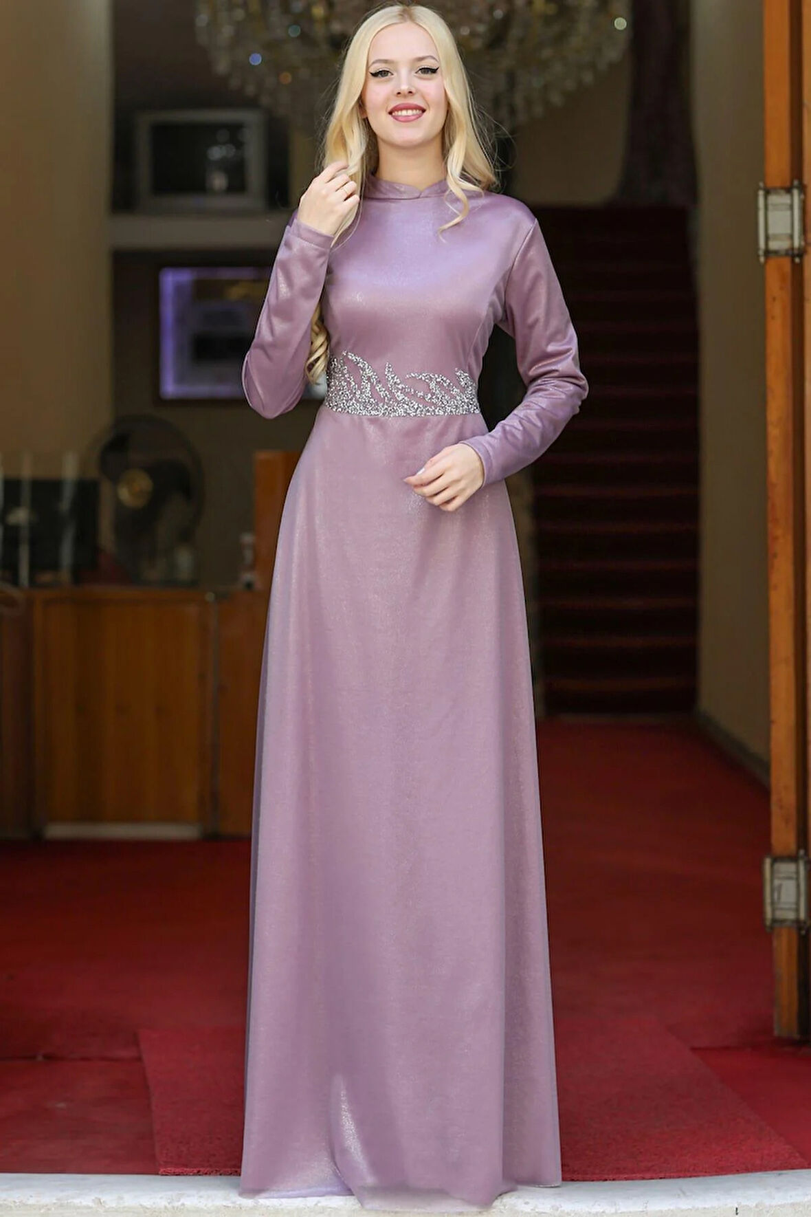 Berfin Tesettür Abiye Lila