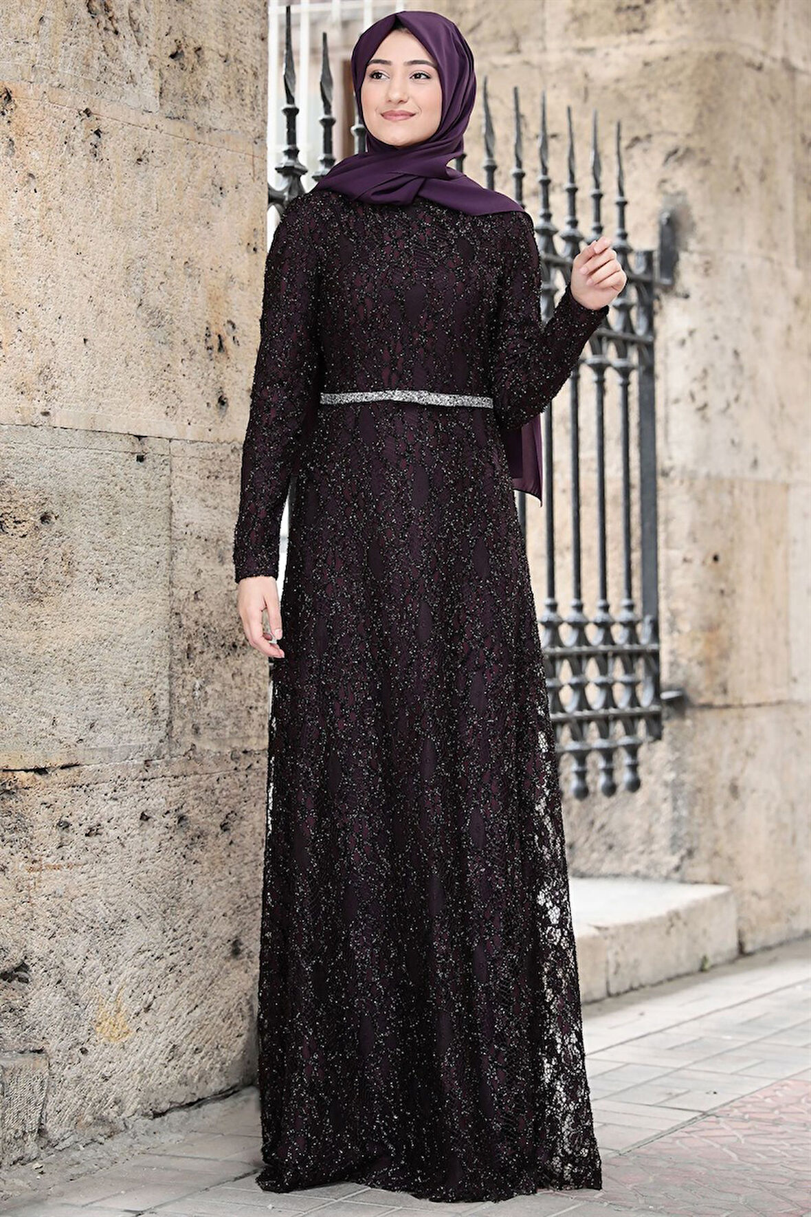 İpek Tesettür Abiye Mor