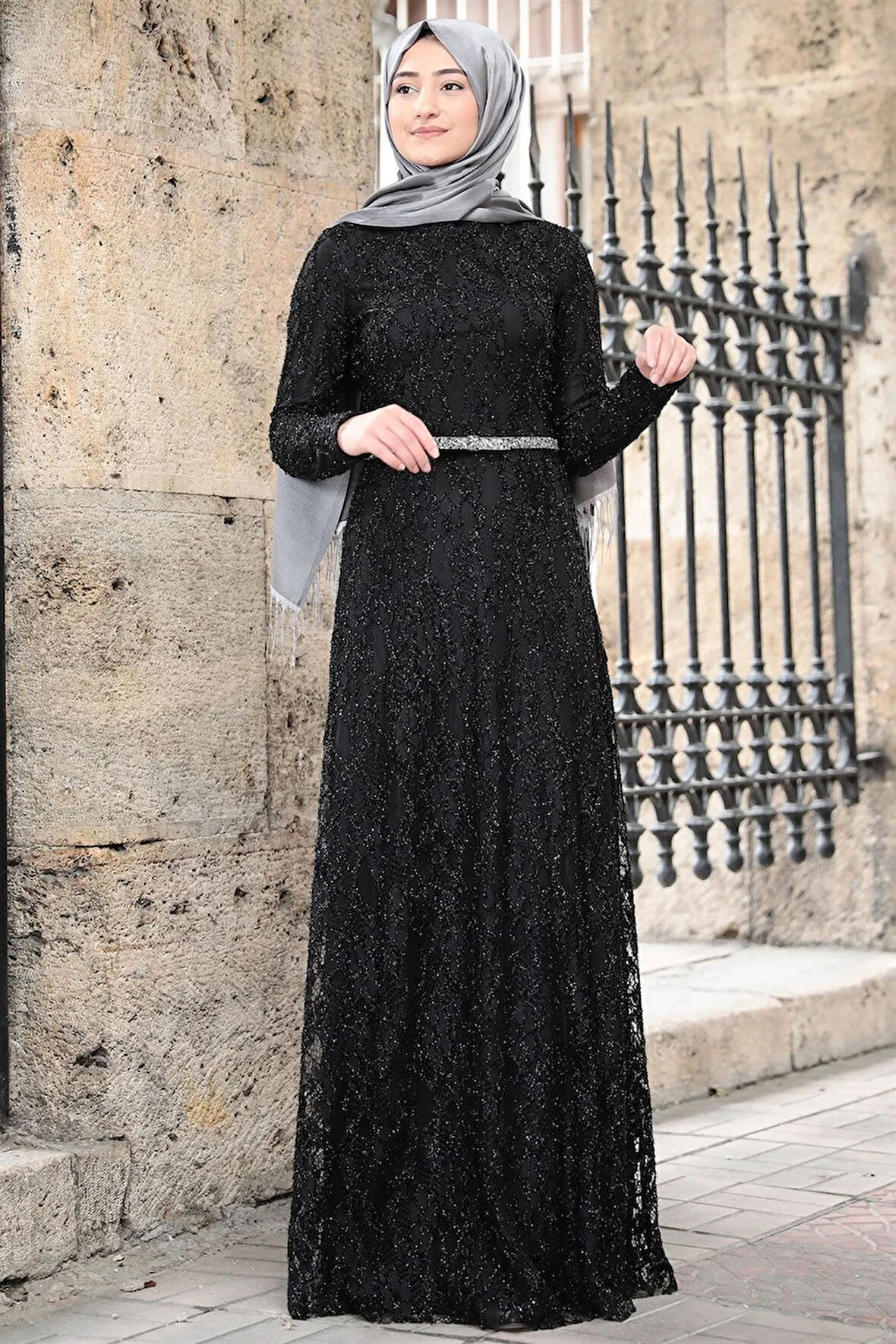 İpek Tesettür Abiye Siyah