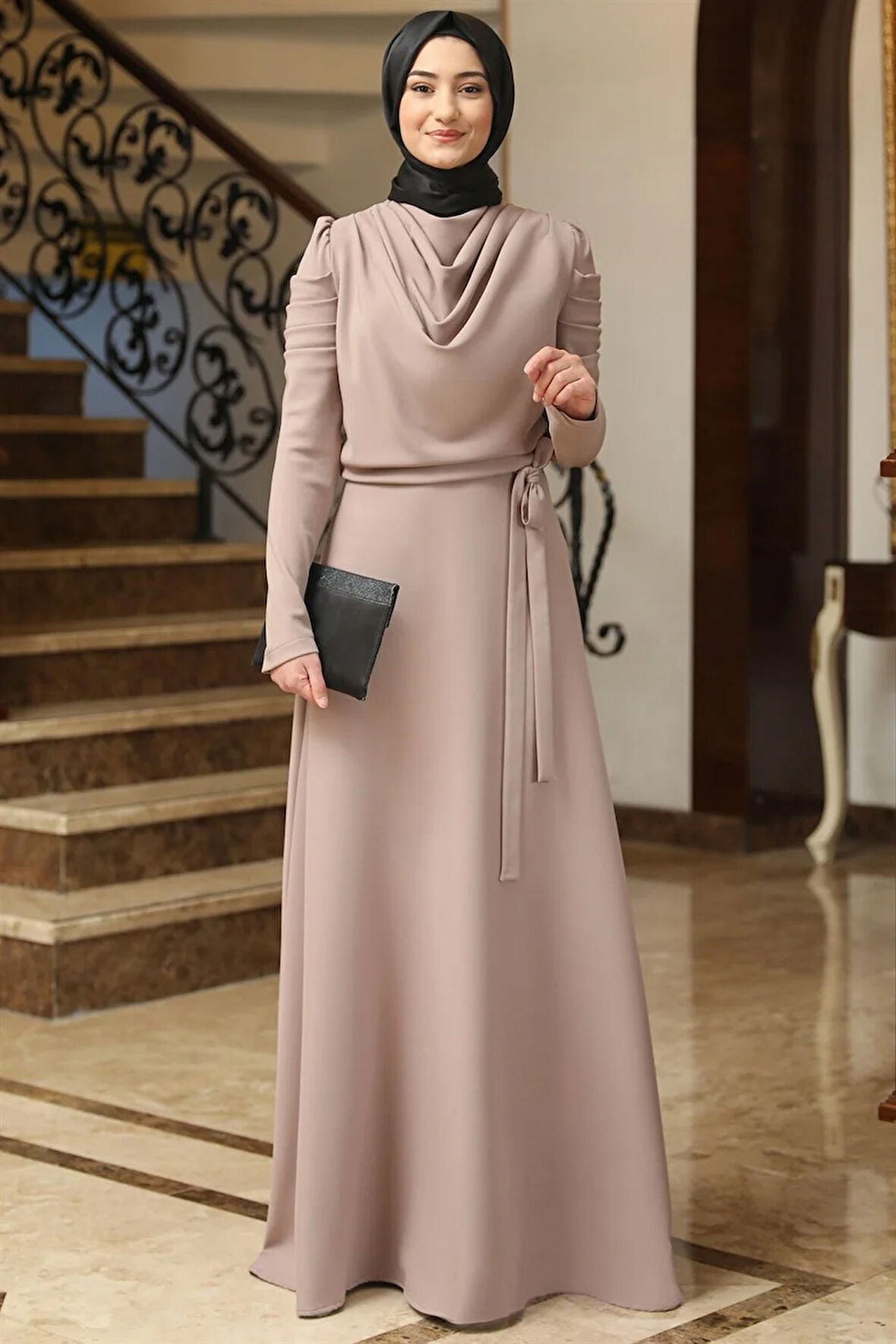 Kardelen Tesettür Elbise Vizon