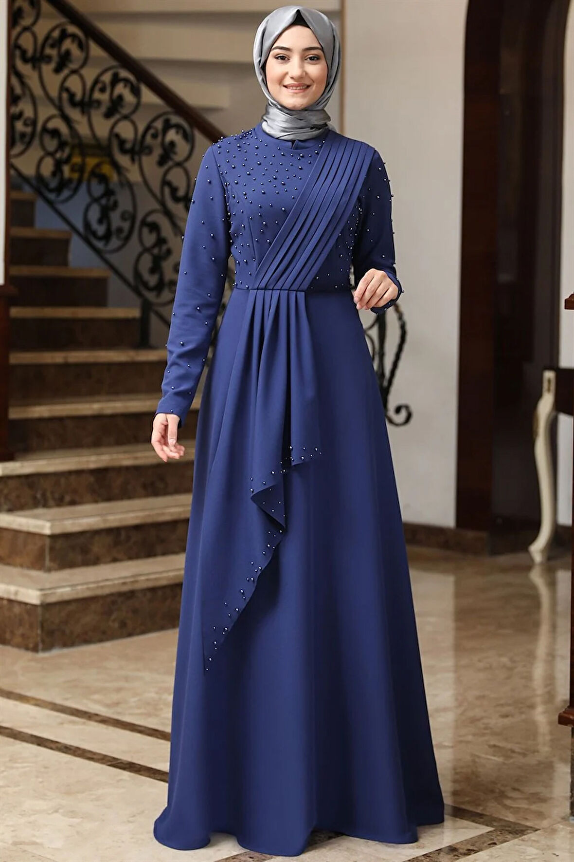 Manolya Tesettür Elbise İndigo