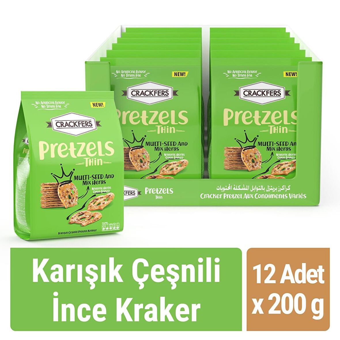 Crackfers Pretzel Karışık Çeşnili 200 gr x 12 Adet