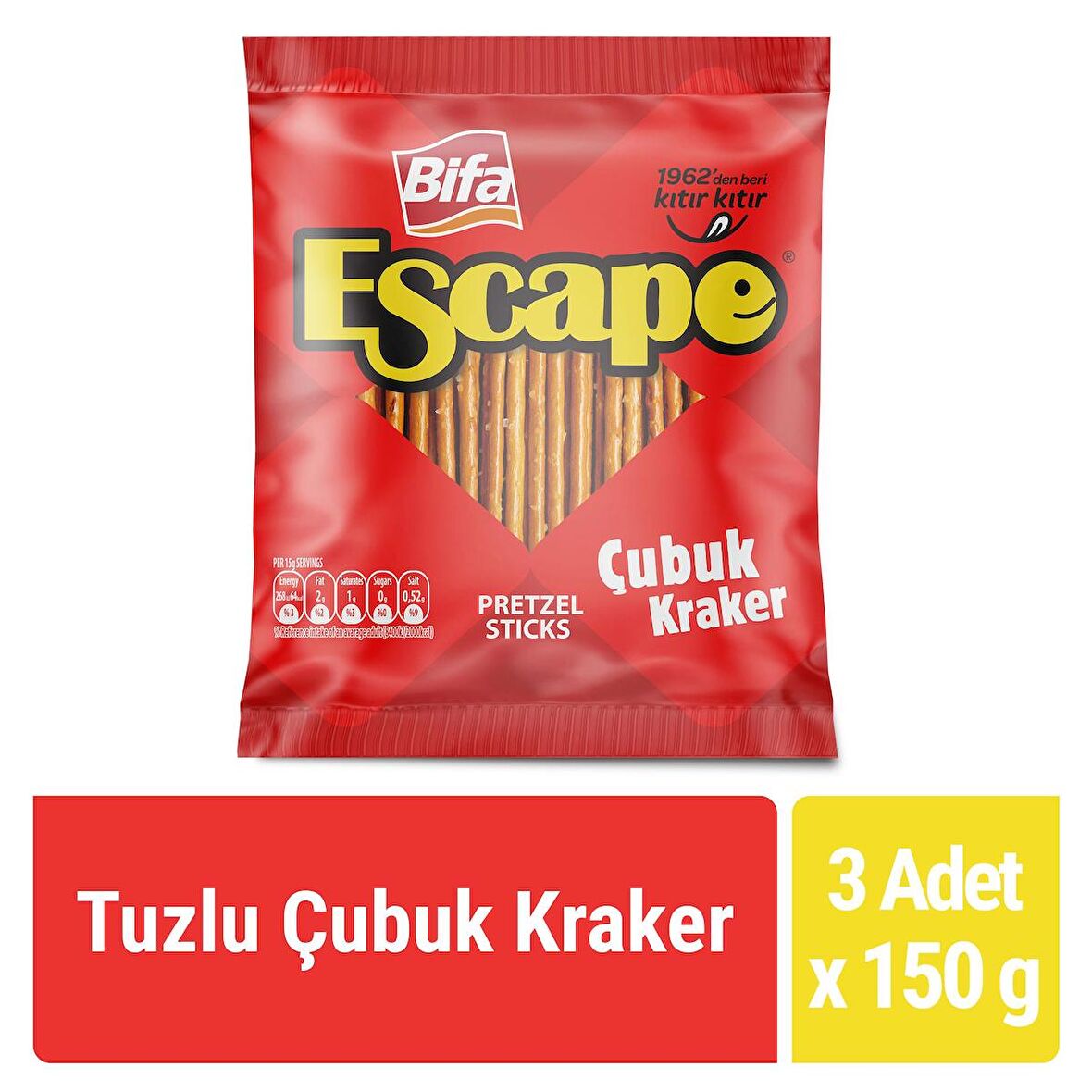 Bifa Escape Tuzlu Çubuk Kraker 150 gr x 3 Adet