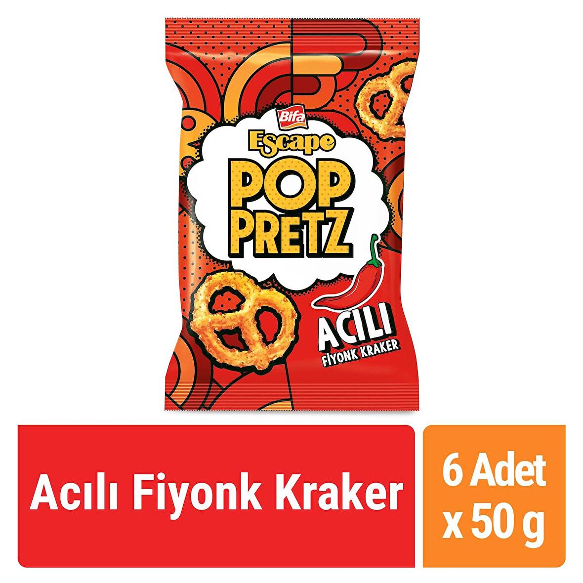 Bifa Escape Poppretz Acılı Fiyonk Kraker Acılı 50 gr x 6 Adet